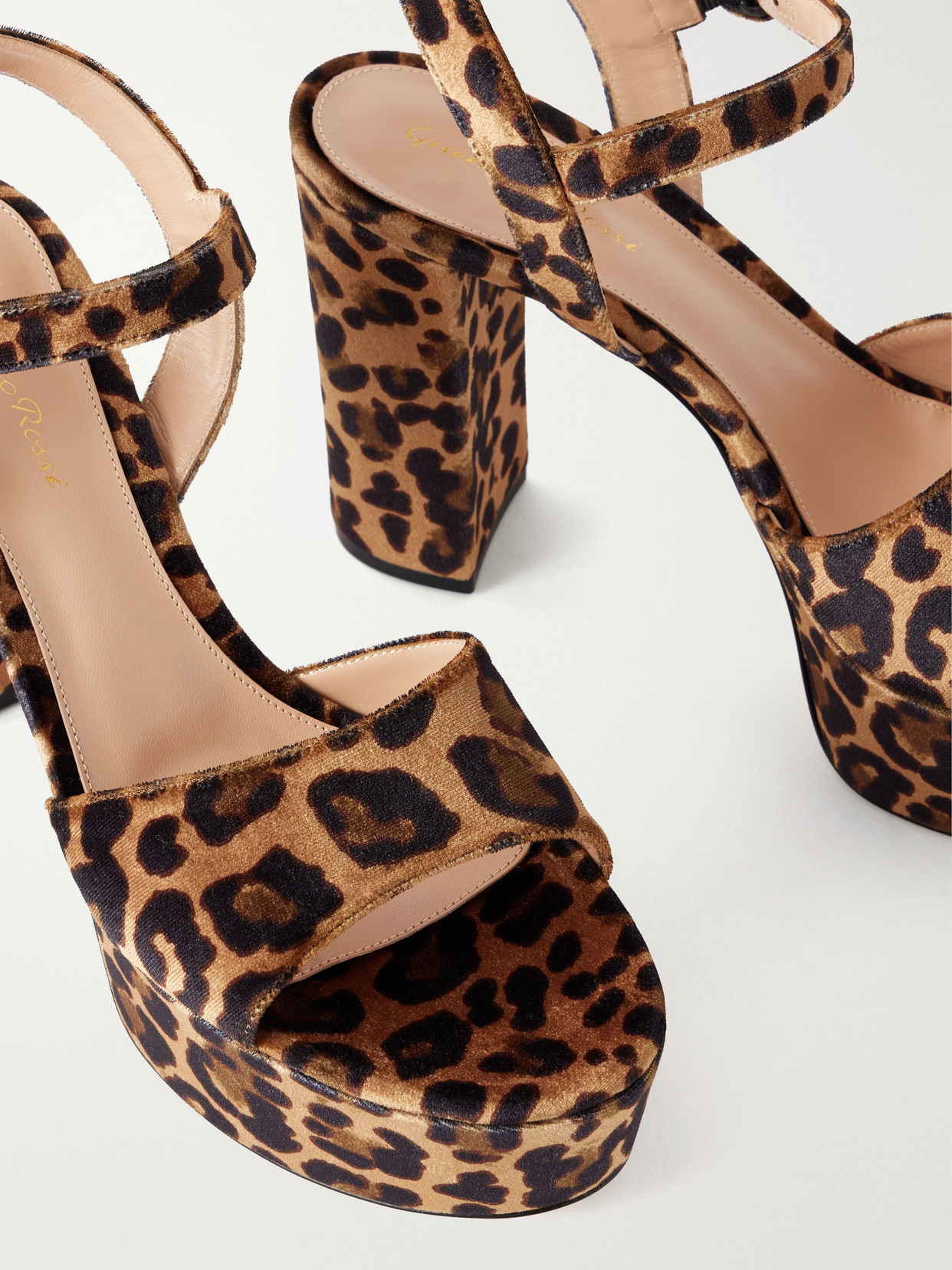 70 Leopard-Print Velvet Sandals