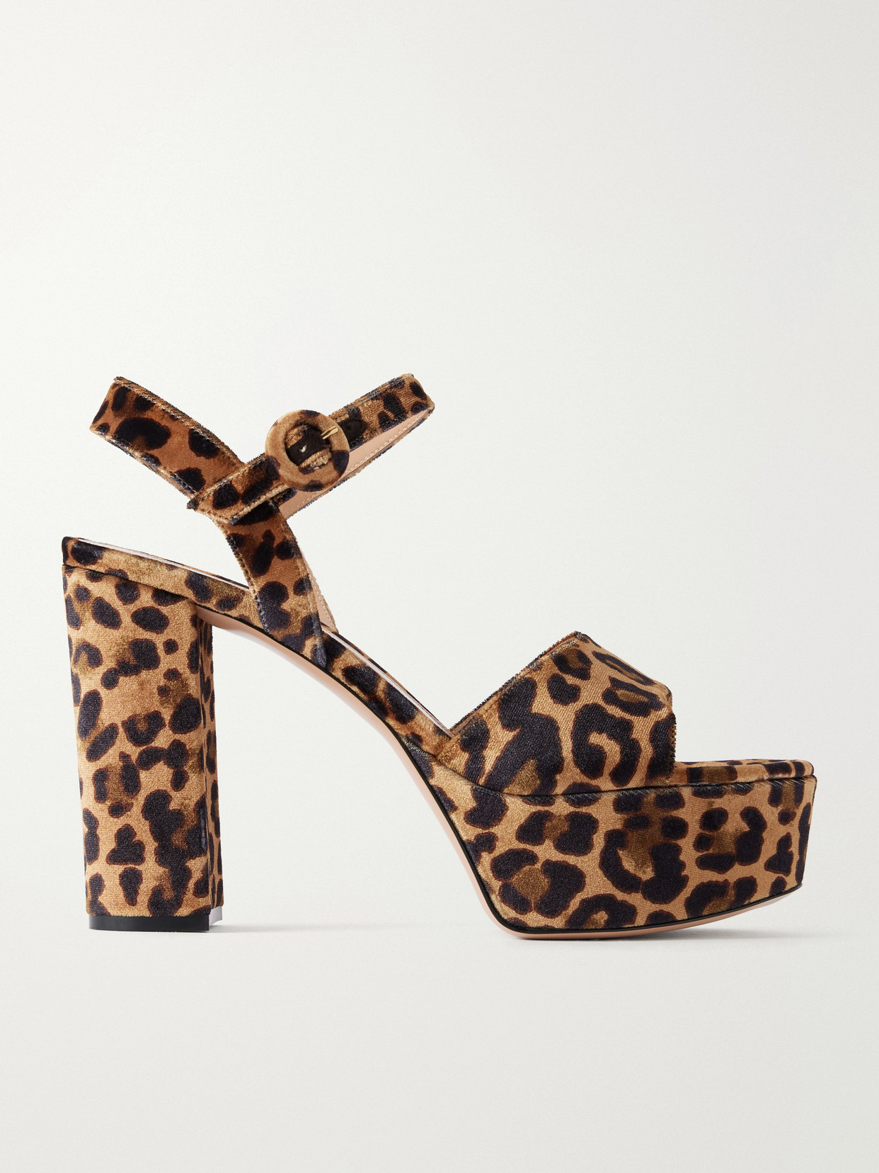 Gianvito Rossi 70 Leopard-print Velvet Sandals In Brown