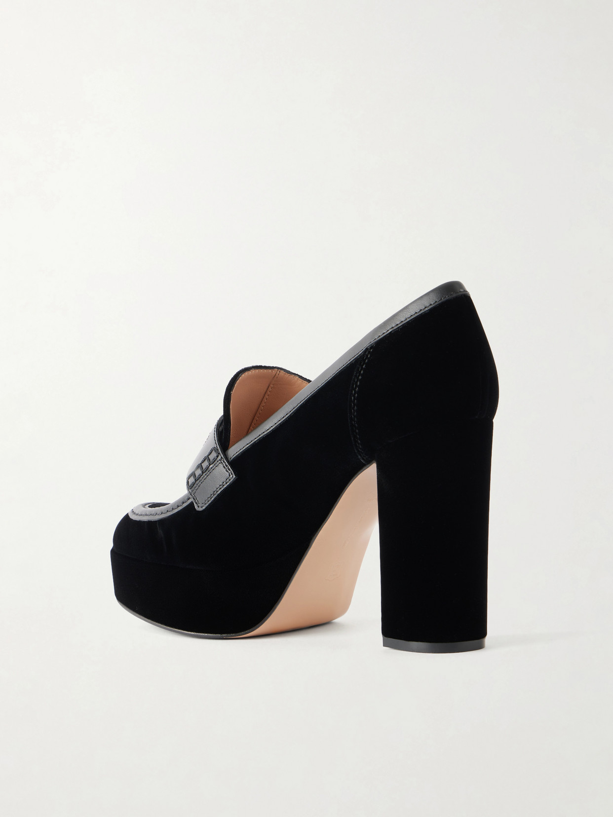 Hadden 70 Leather-Trimmed Velvet Pumps