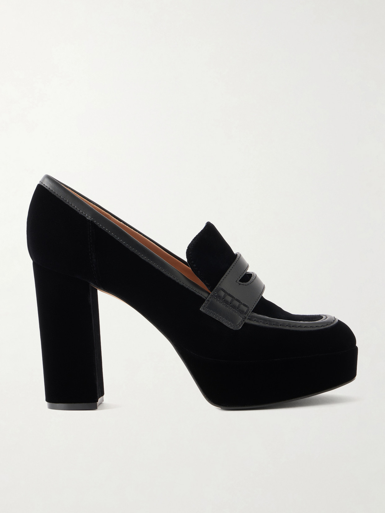 Gianvito Rossi Hadden 70 Leather-trimmed Velvet Pumps In Black