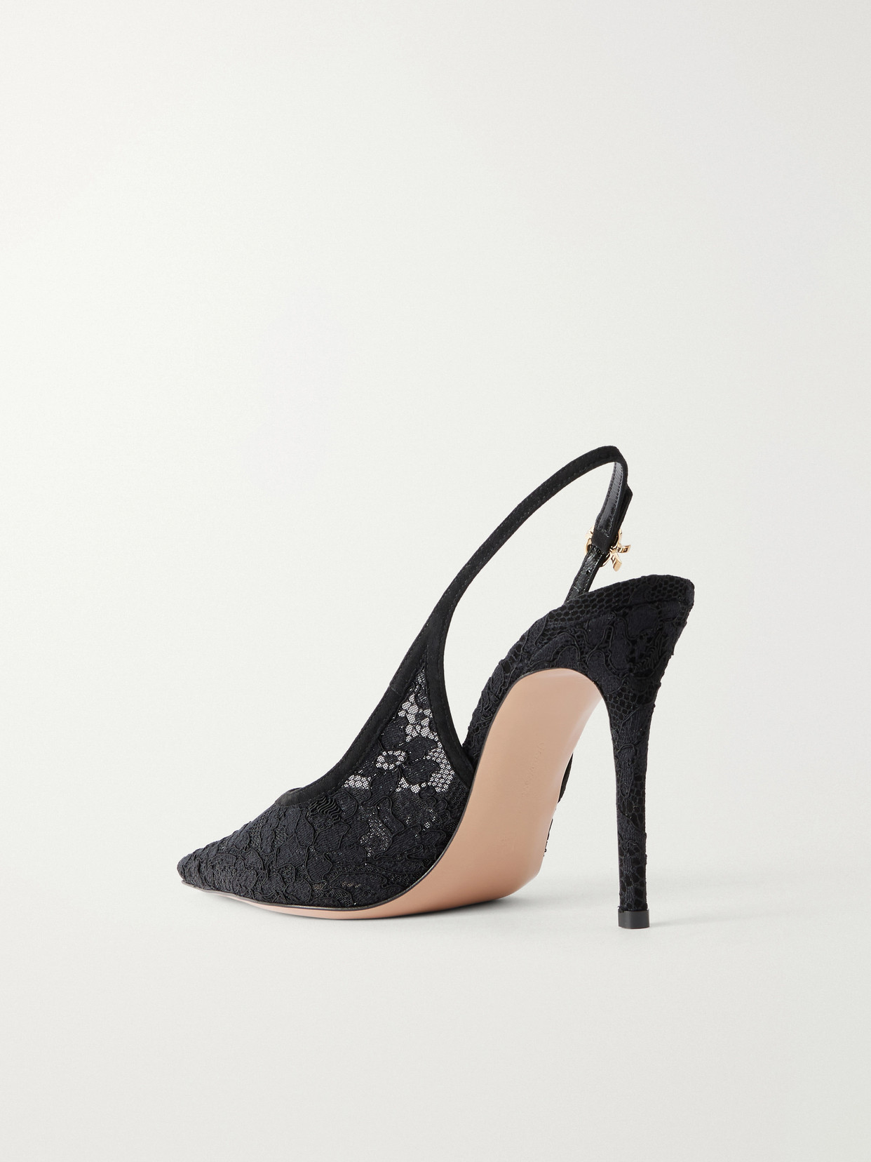 Sofia 95 Leather-Trimmed Lace Slingback
