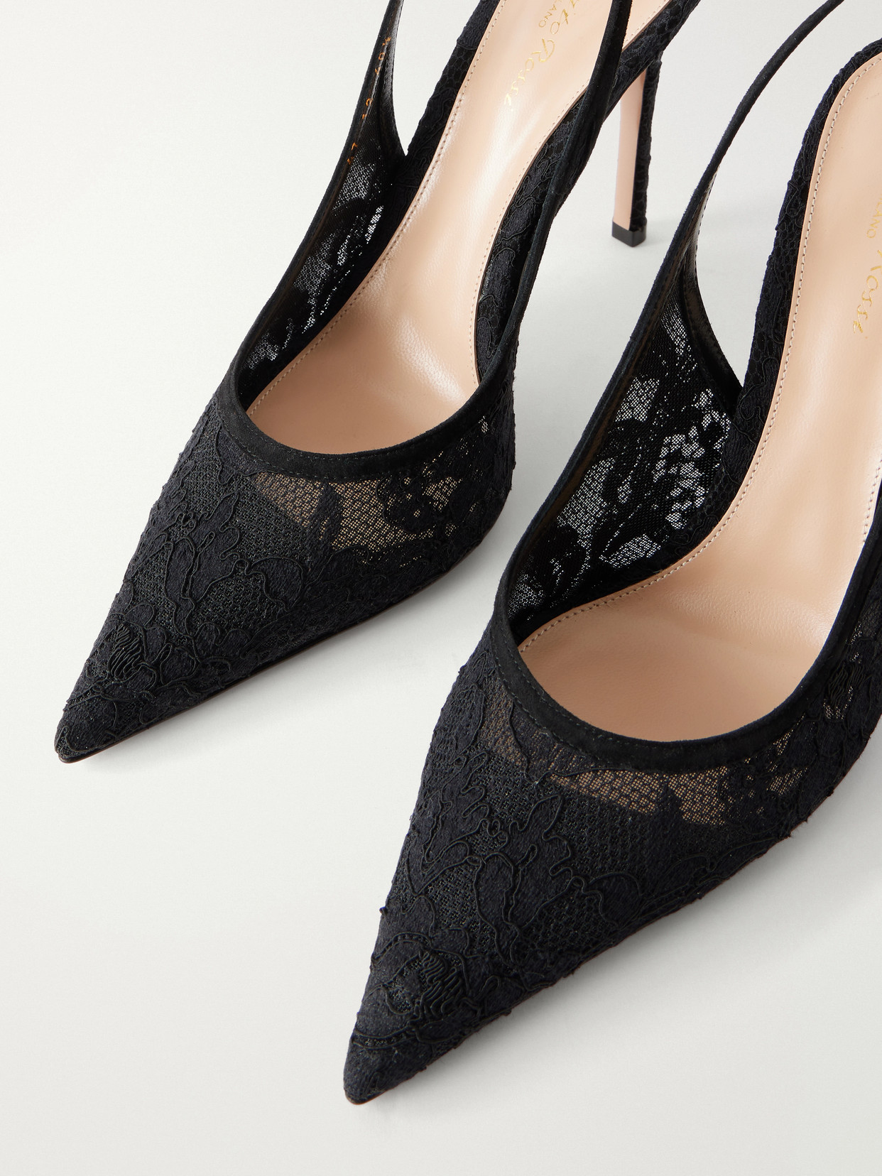 Sofia 95 Leather-Trimmed Lace Slingback