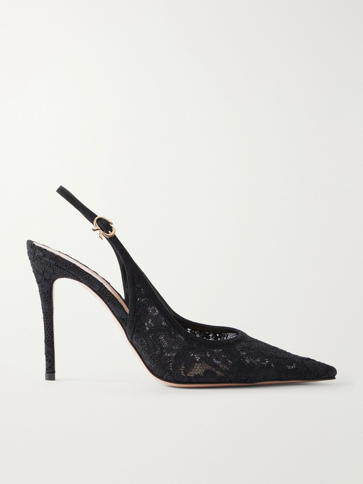 sofia 95 suede trimmed lace slingback pumps
