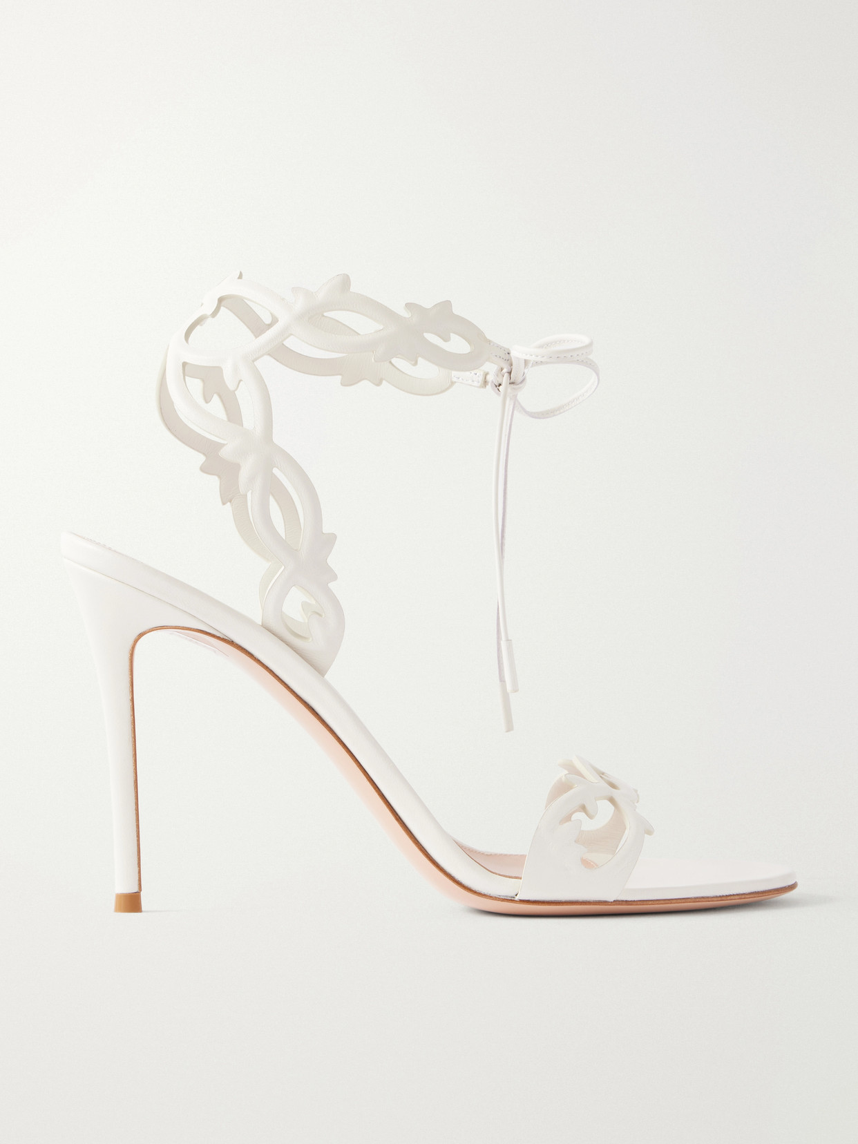 Gianvito Rossi 95 Laser-cut Leather Sandals In White