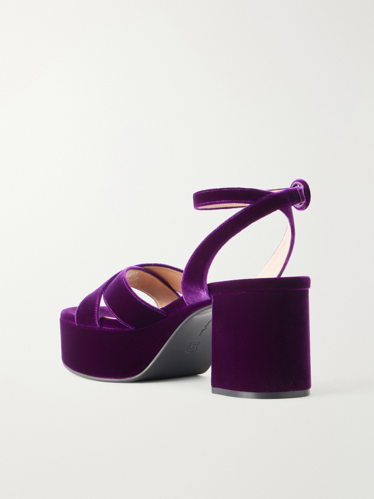 35 Leather-Trimmed Velvet Sandals