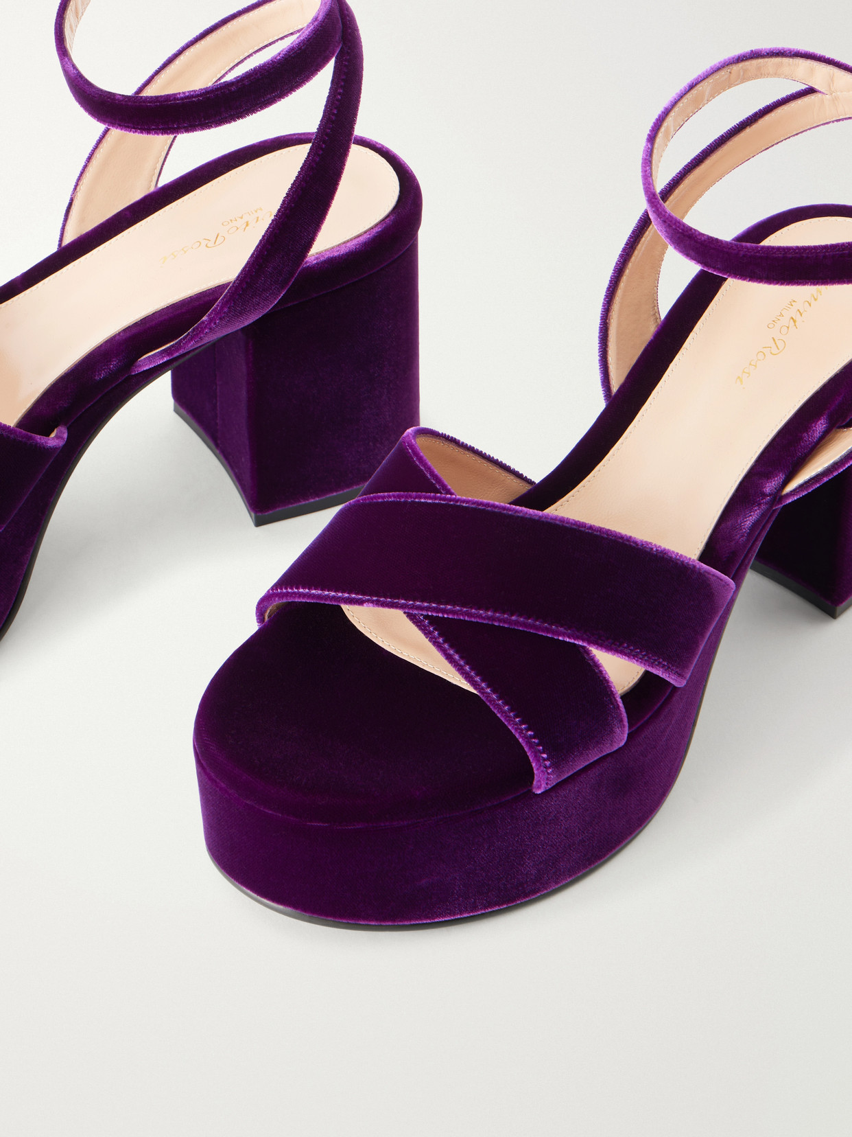 35 Leather-Trimmed Velvet Sandals