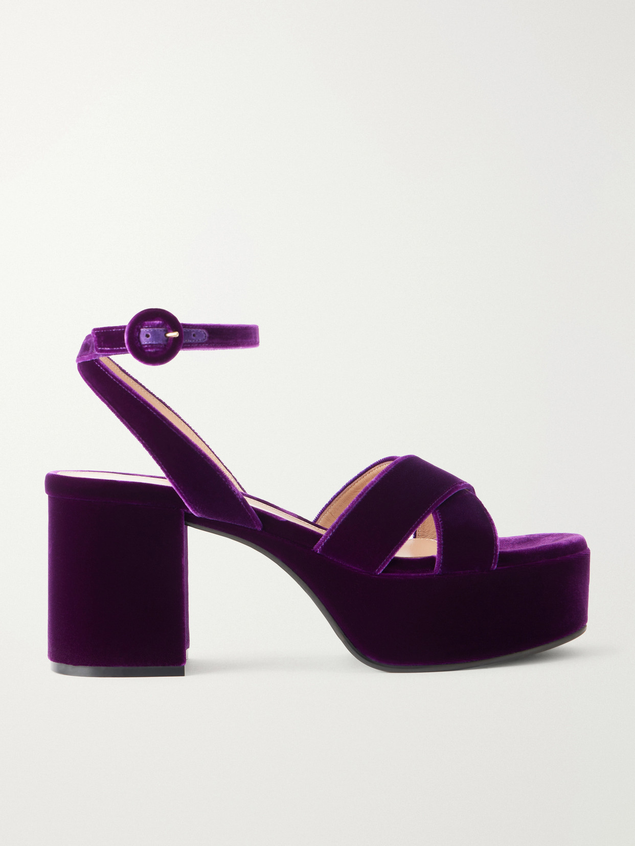 Gianvito Rossi 35 Leather-trimmed Velvet Sandals In Purple