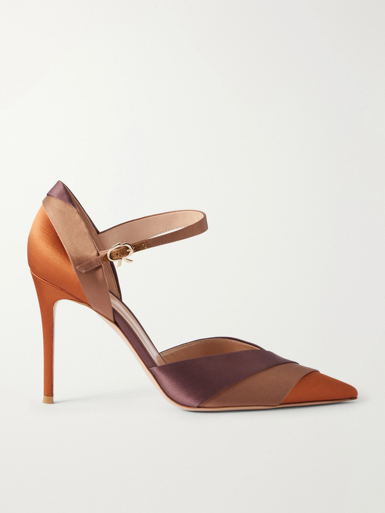 Gianvito Rossi 95 Crepe-satin Pumps In Brown