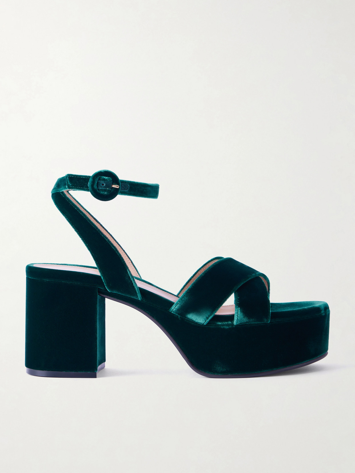 Gianvito Rossi 75 Velvet Sandals In Green