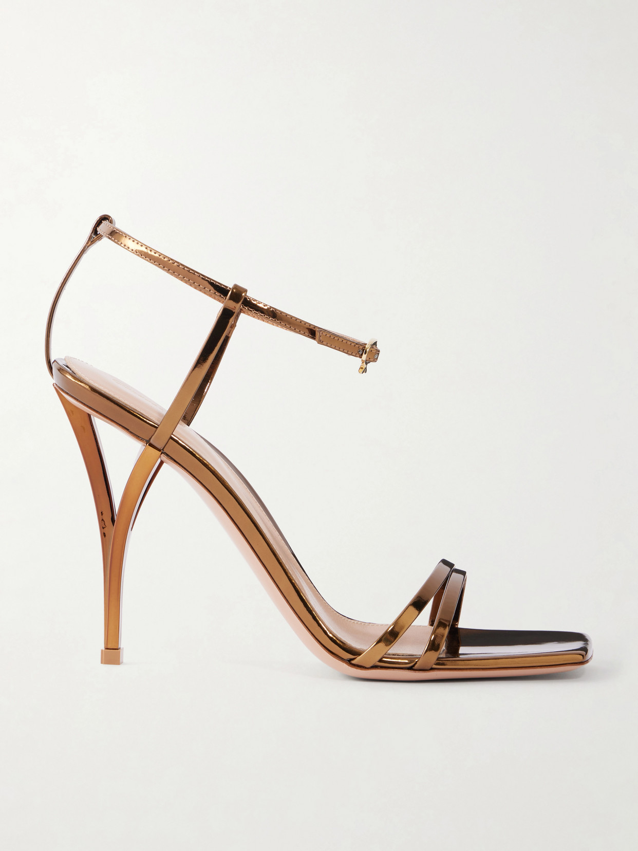 Gianvito Rossi 95 Metallic Leather Sandals In Brown