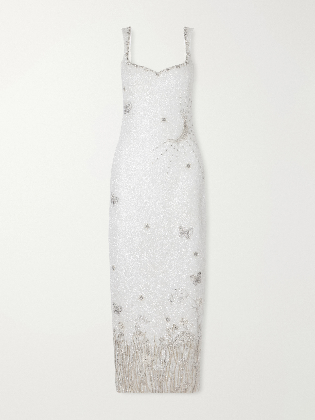 Clio Peppiatt Wildflower Embellished Stretch-tulle Gown In White