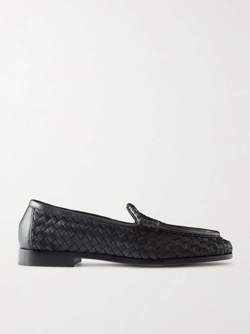 Bottega Veneta Silenzio Intrecciato Leather Loafers