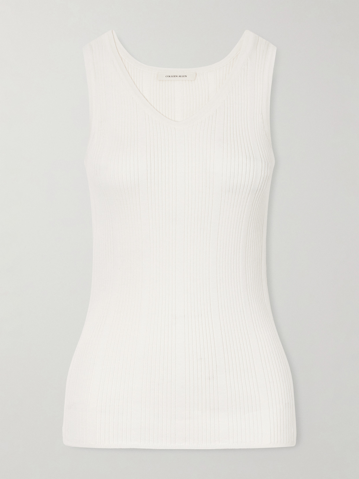 Colleen Allen Ribbed-knit Merino Wool Tank In Neutrals