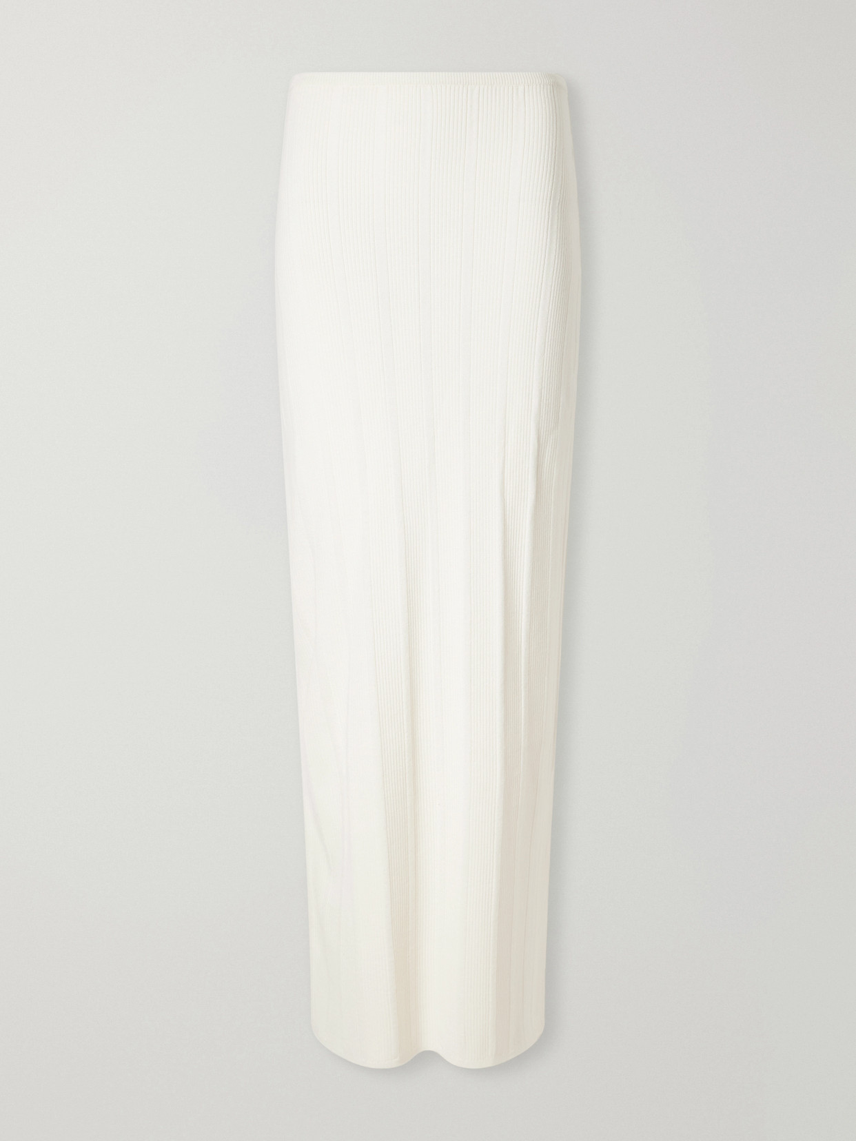 Colleen Allen Ribbed-knit Merino Wool Maxi Skirt In Neutrals