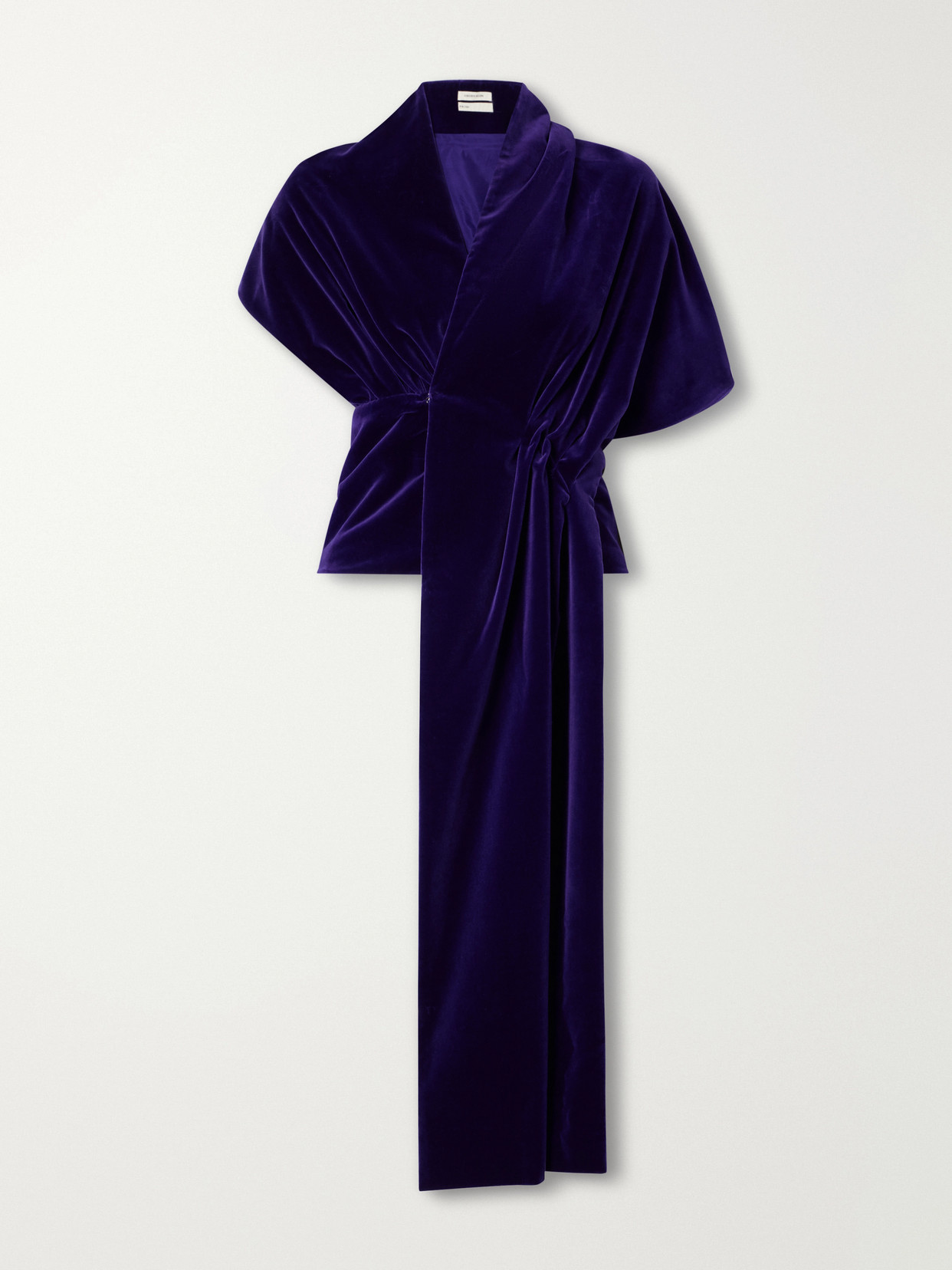 Colleen Allen Draped Cotton-velvet Blouse In Purple