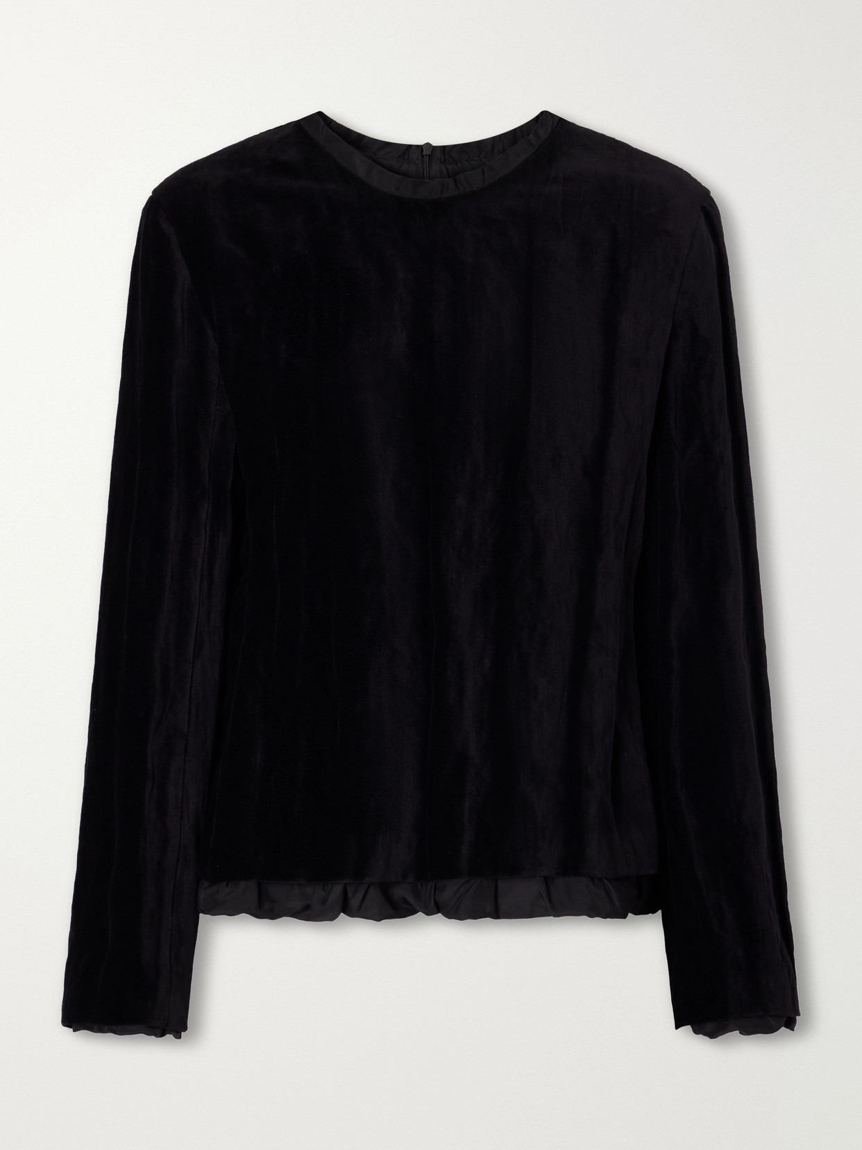 Colleen Allen Layered Textured Cotton-blend Velvet Top In Black
