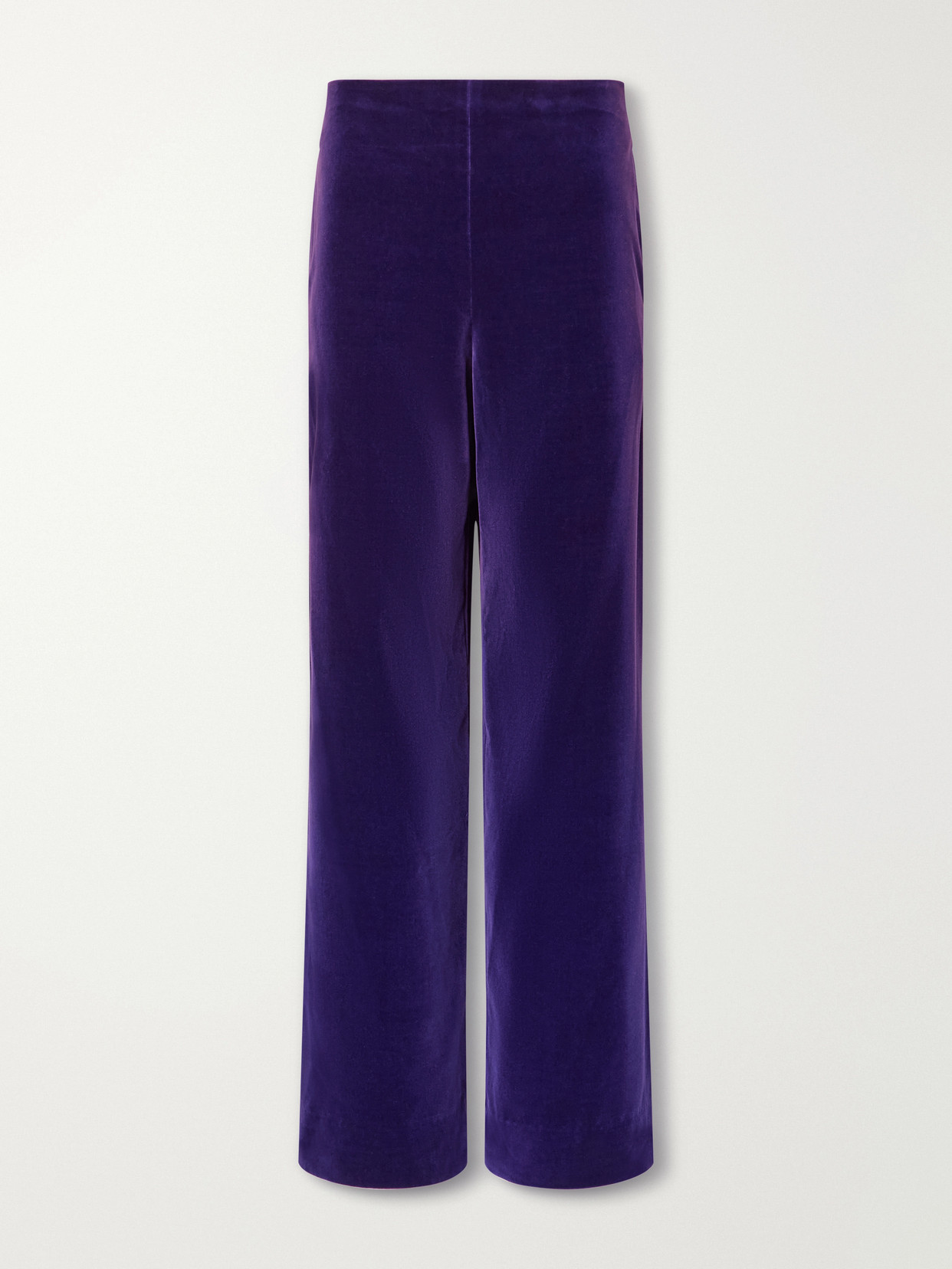 Colleen Allen Velvet Cotton-velvet Wide-leg Pants In Purple