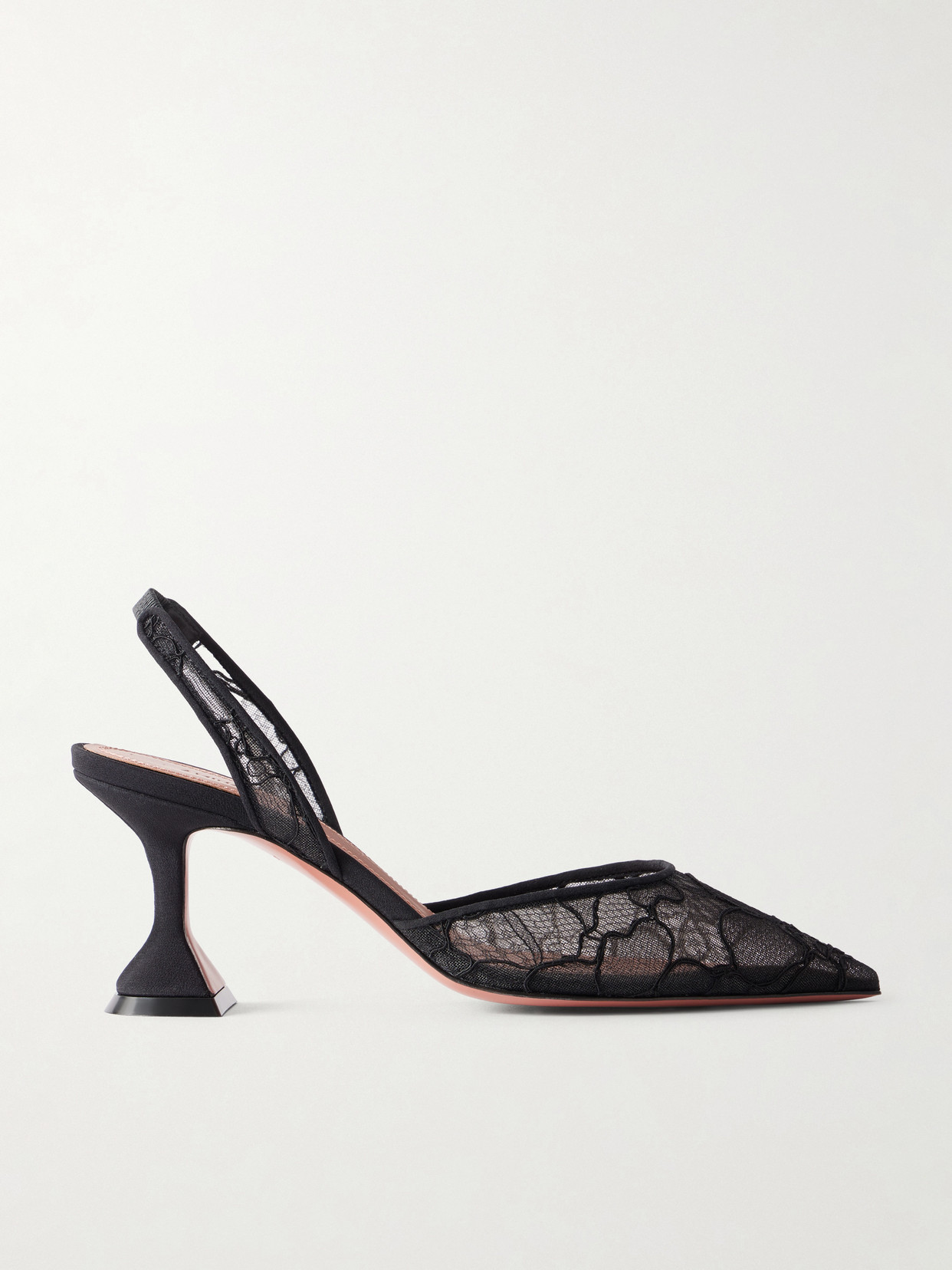 Holli 70 Satin-Trimmed Lace Pumps