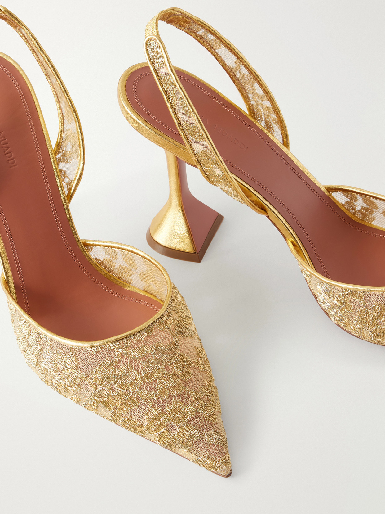 Holli 95 Leather-Trimmed Lace Pumps