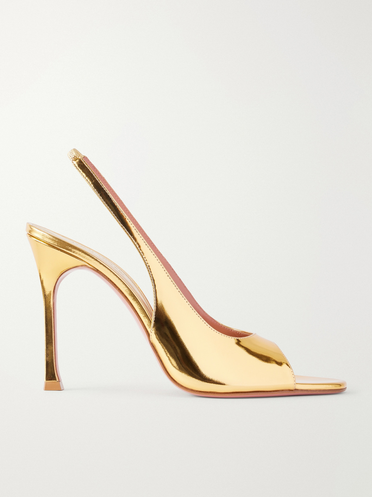 Amina Muaddi Alexa 105 Metallic Patent-leather Pumps In Gold