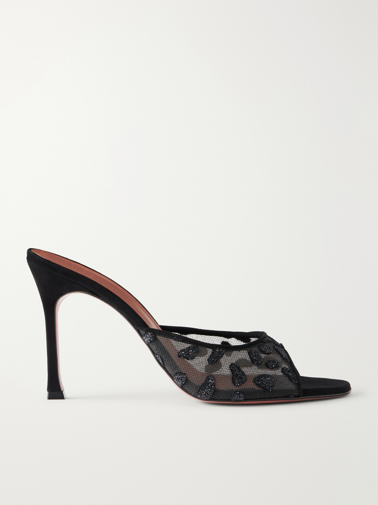 Amina Muaddi Alexa 95 Embellished Mesh Sandals In Black