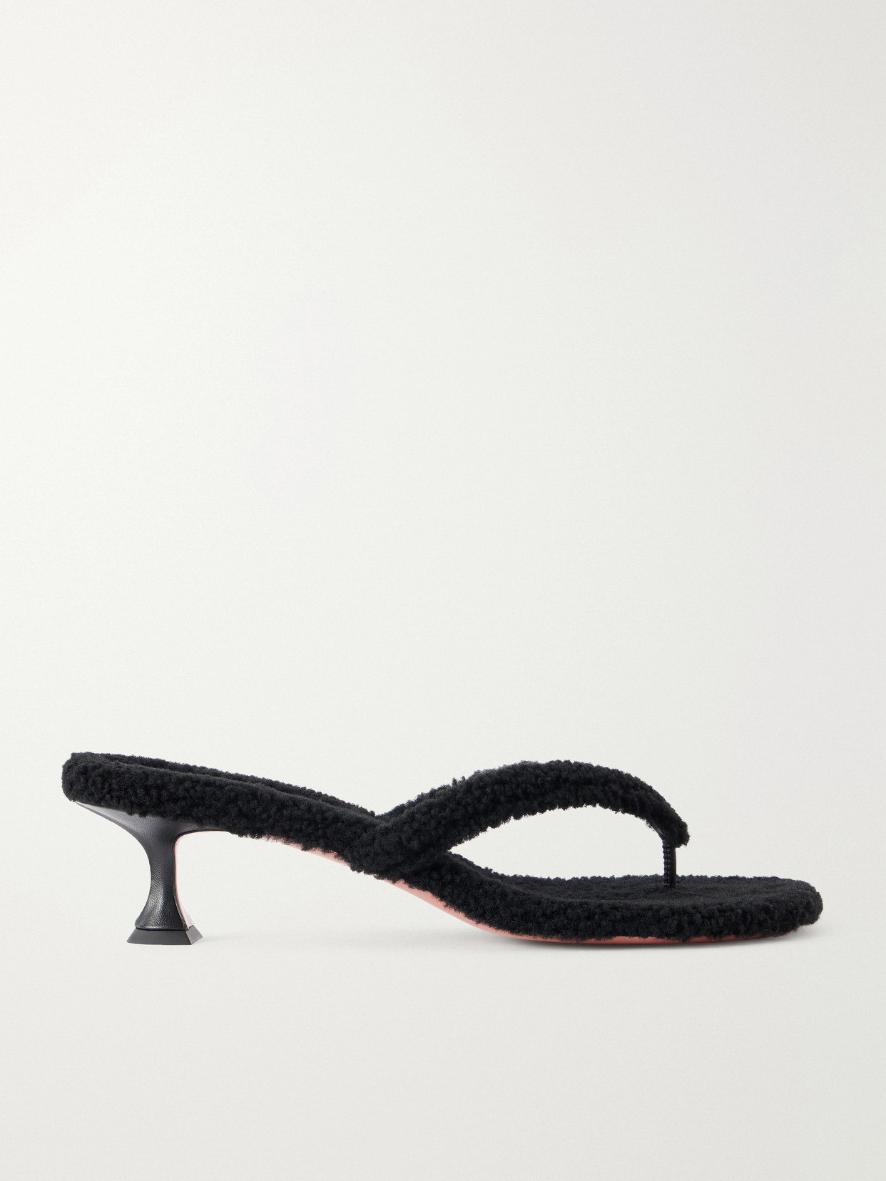 Amina Muaddi Juliette 45 Shearling Thong Sandals In Black