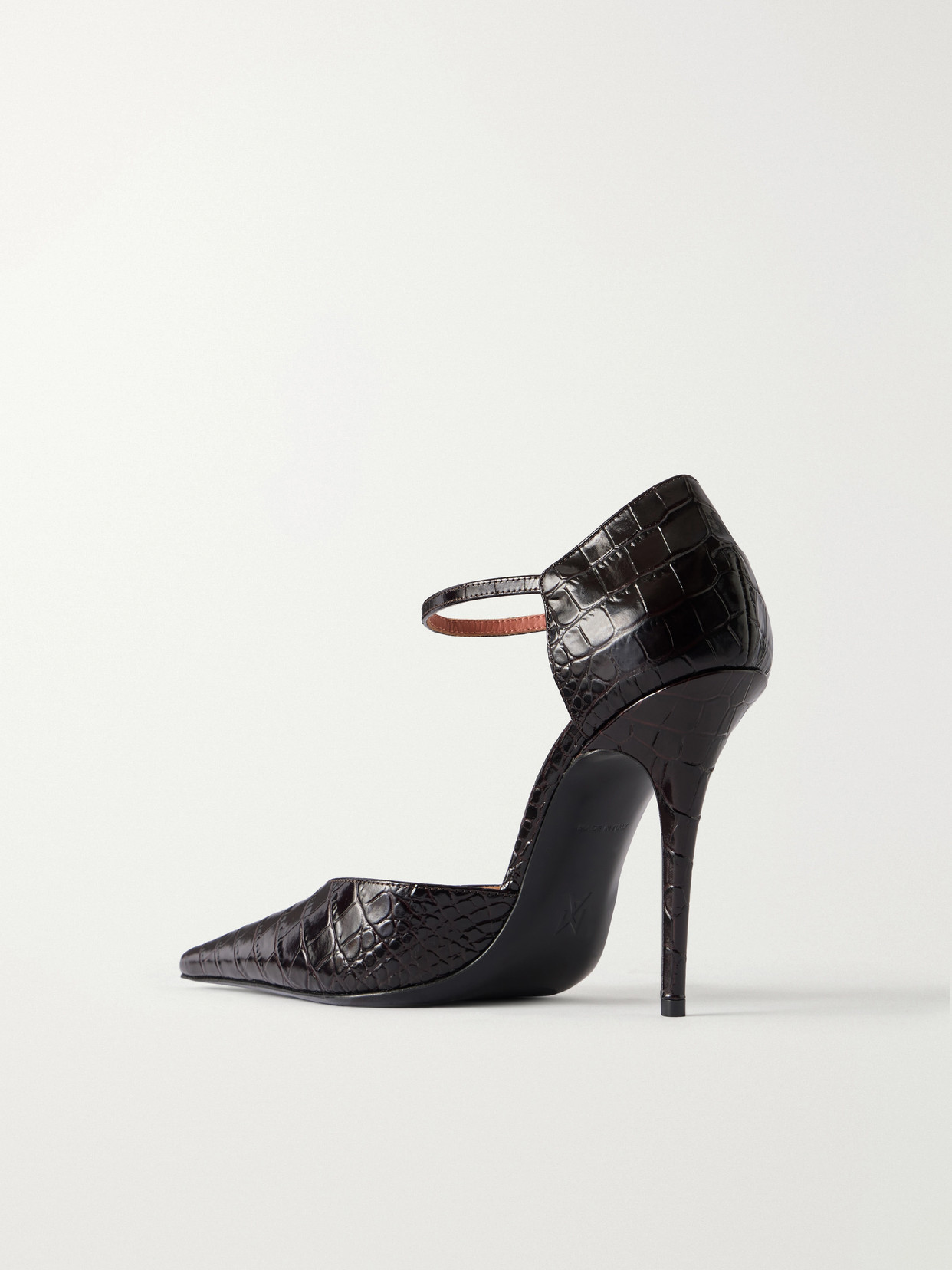 Barbara 105 Croc-Effect Leather Mary Jane Pumps