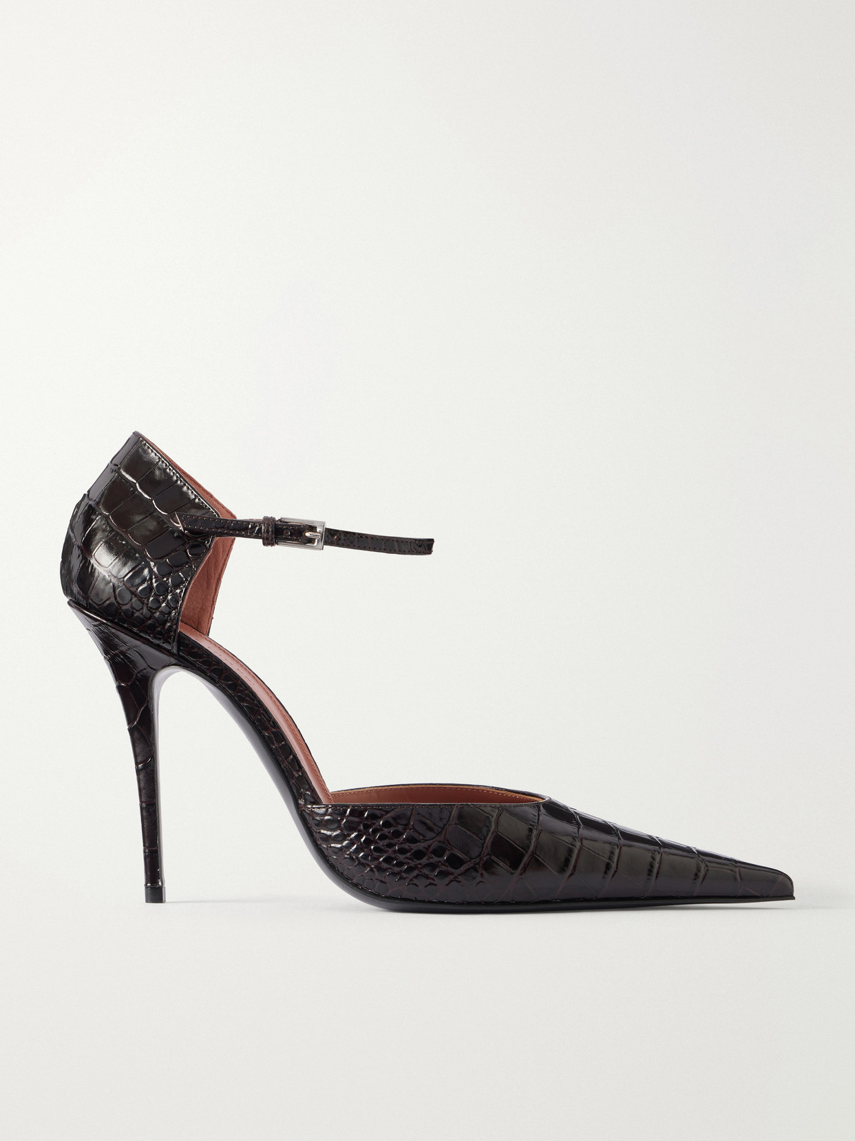 Barbara 105 Croc-Effect Leather Mary Jane Pumps