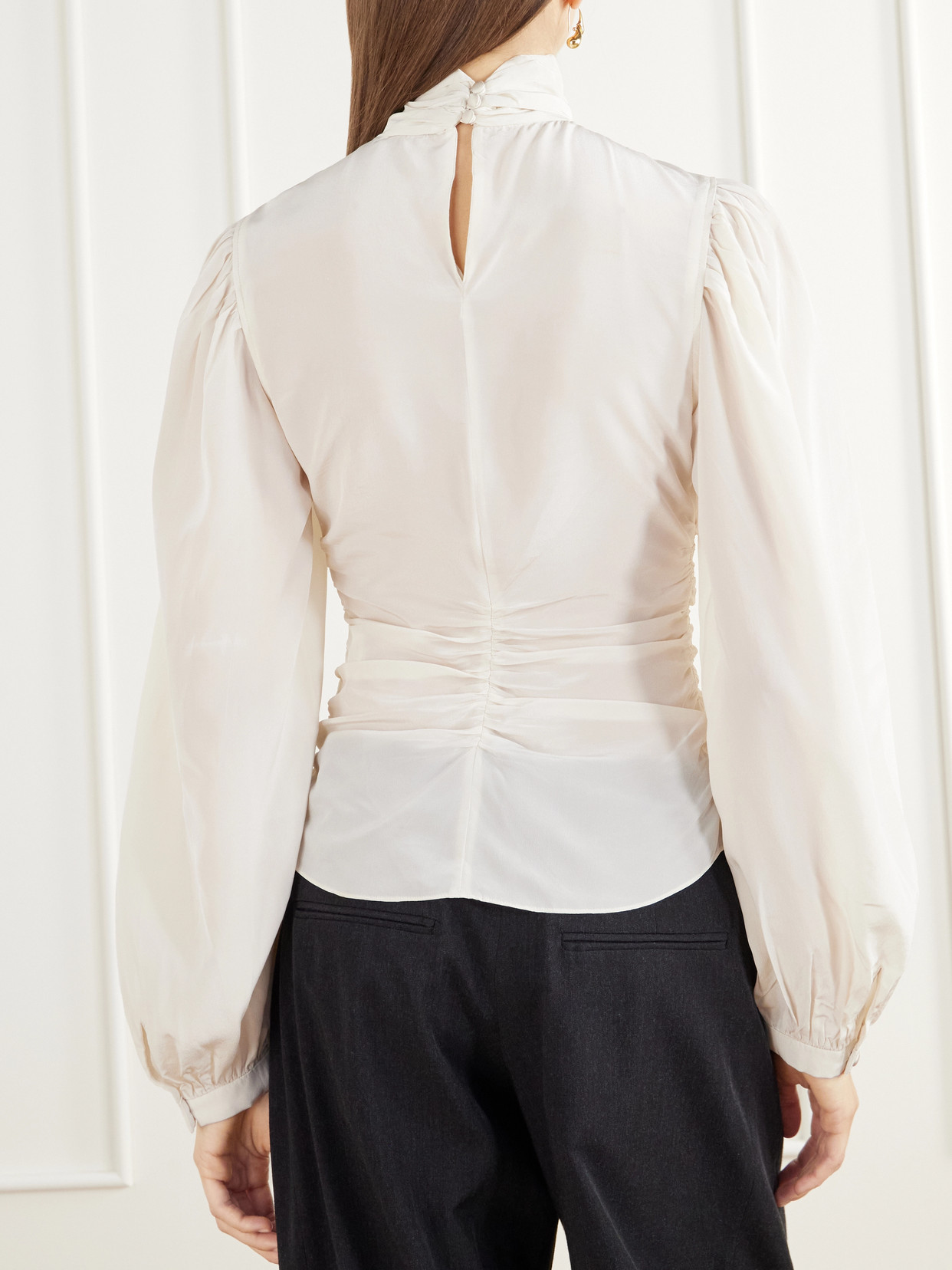 Depsona Ruched Silk-Crepe De Chine Blouse