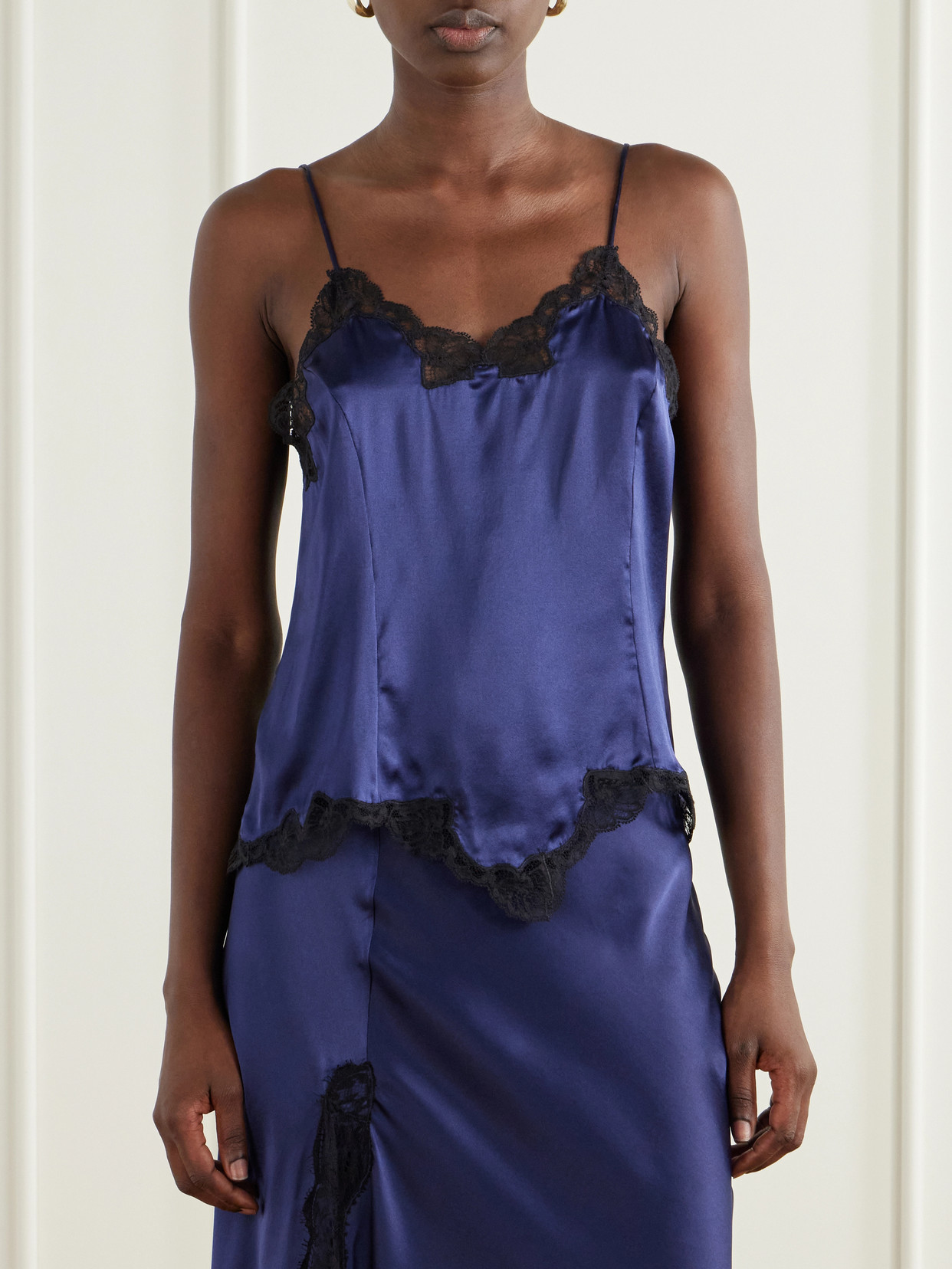 Amael Lace-Trimmed Stretch-Silk Satin Cami