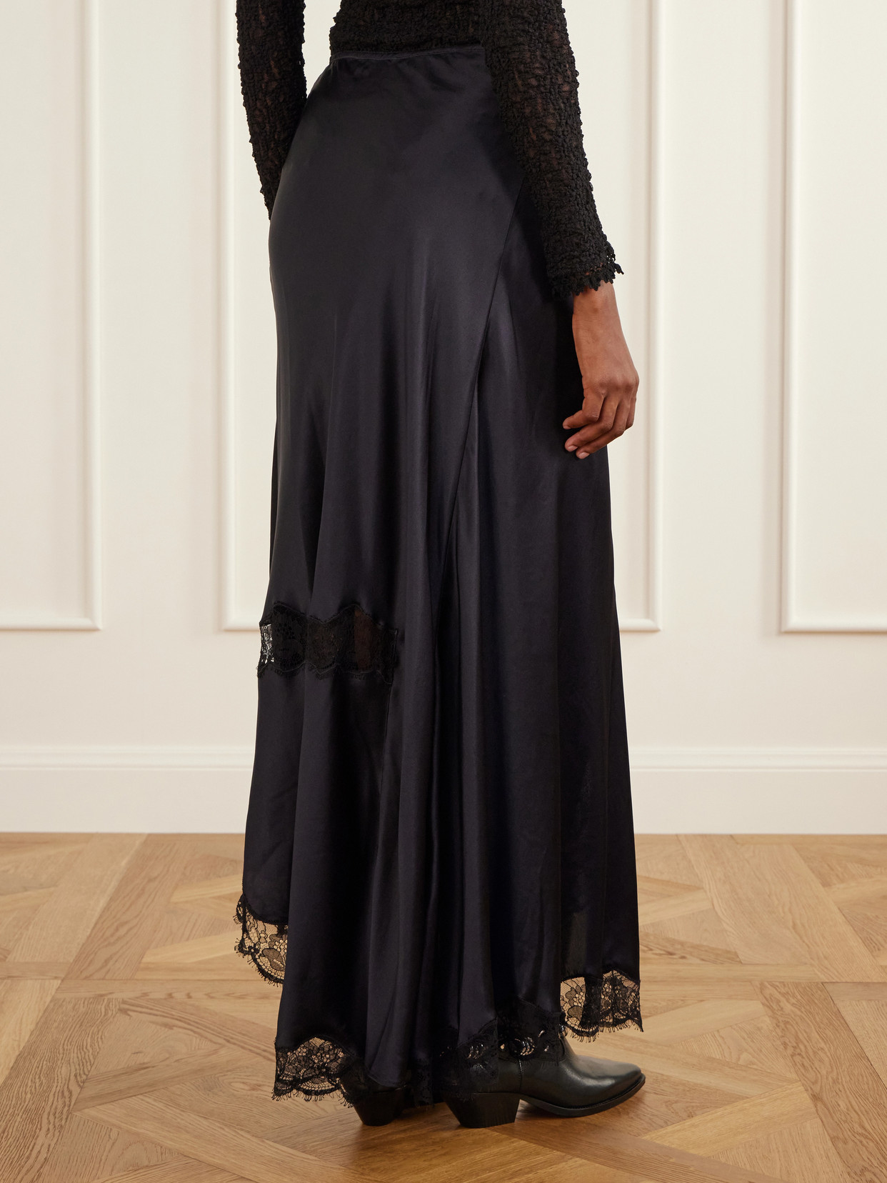 Alexandra Lace-Detailed Silk-Blend Midi