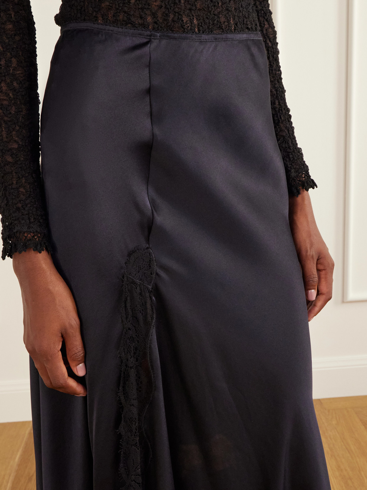 Alexandra Lace-Detailed Silk-Blend Midi