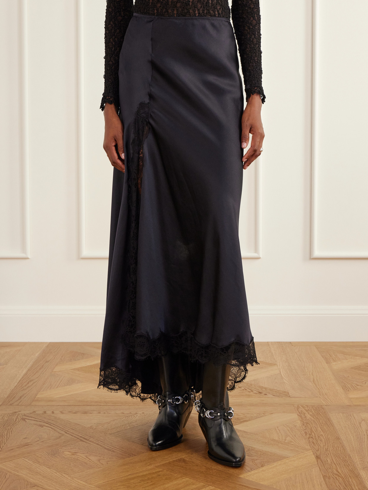 Alexandra Lace-Detailed Silk-Blend Midi