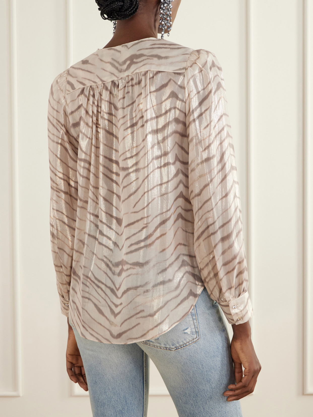 Farali Animal-Print Lurex Silk-Blend Shirt