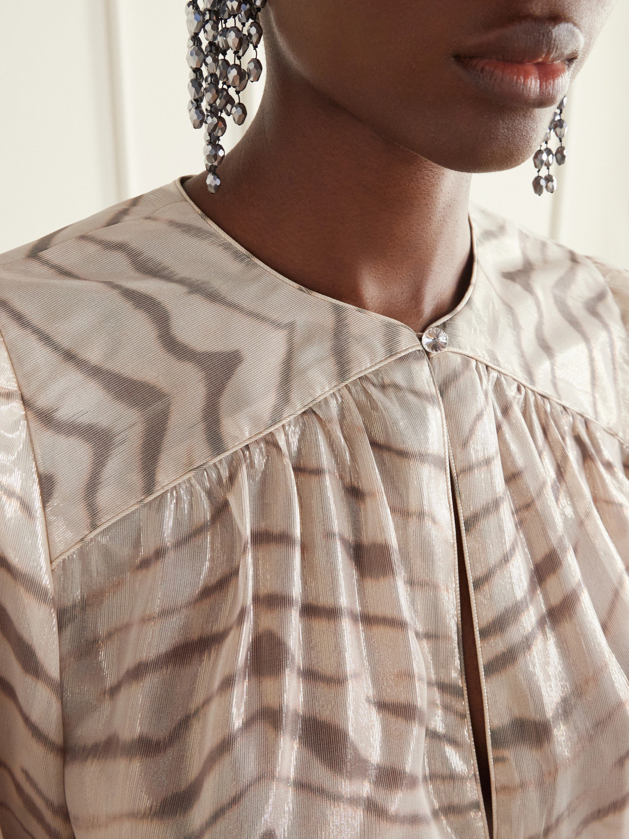 Farali Animal-Print Lurex Silk-Blend Shirt