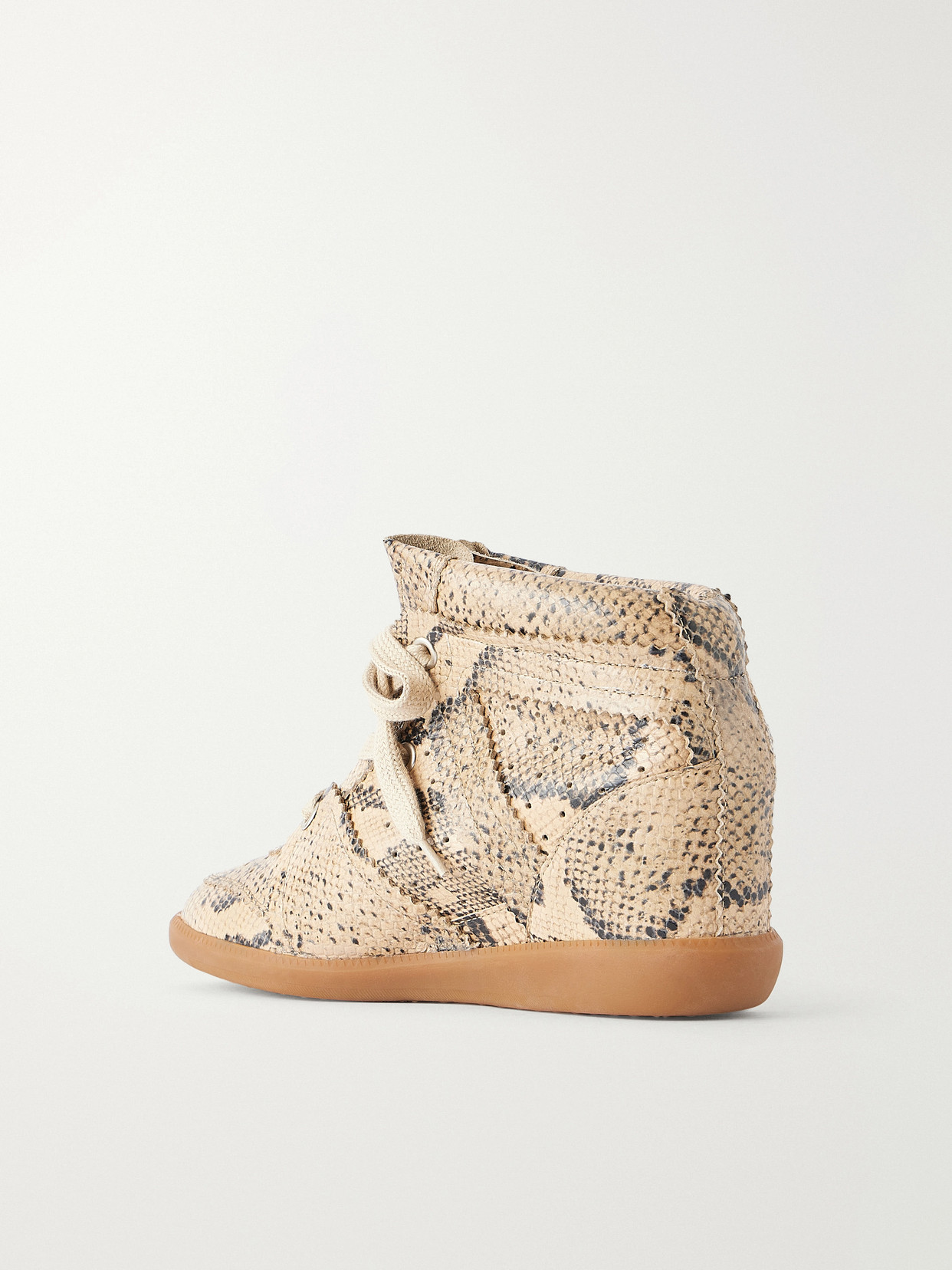 Bobby Snake-Effect Leather Wedge Sneakers