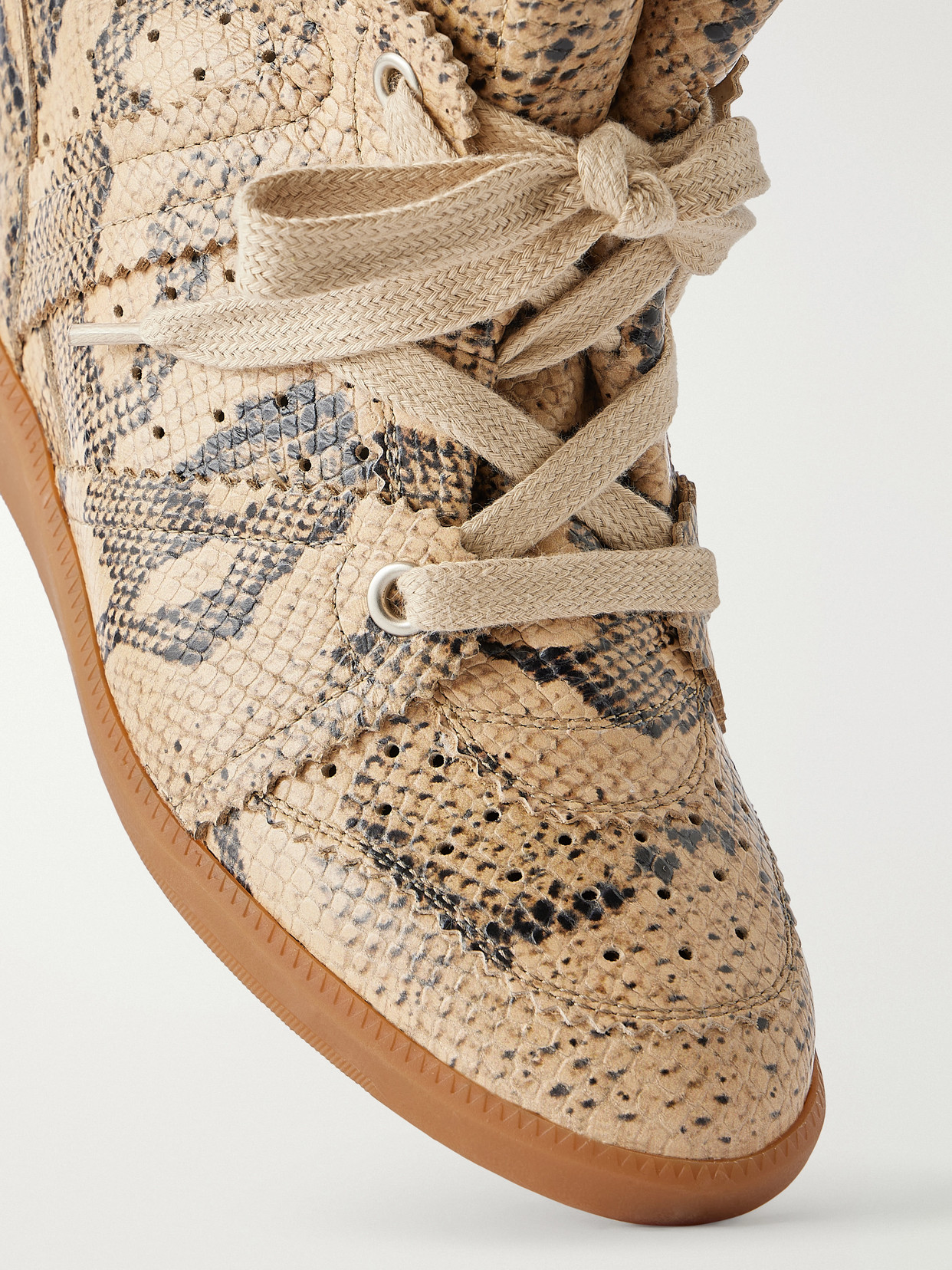 Bobby Snake-Effect Leather Wedge Sneakers