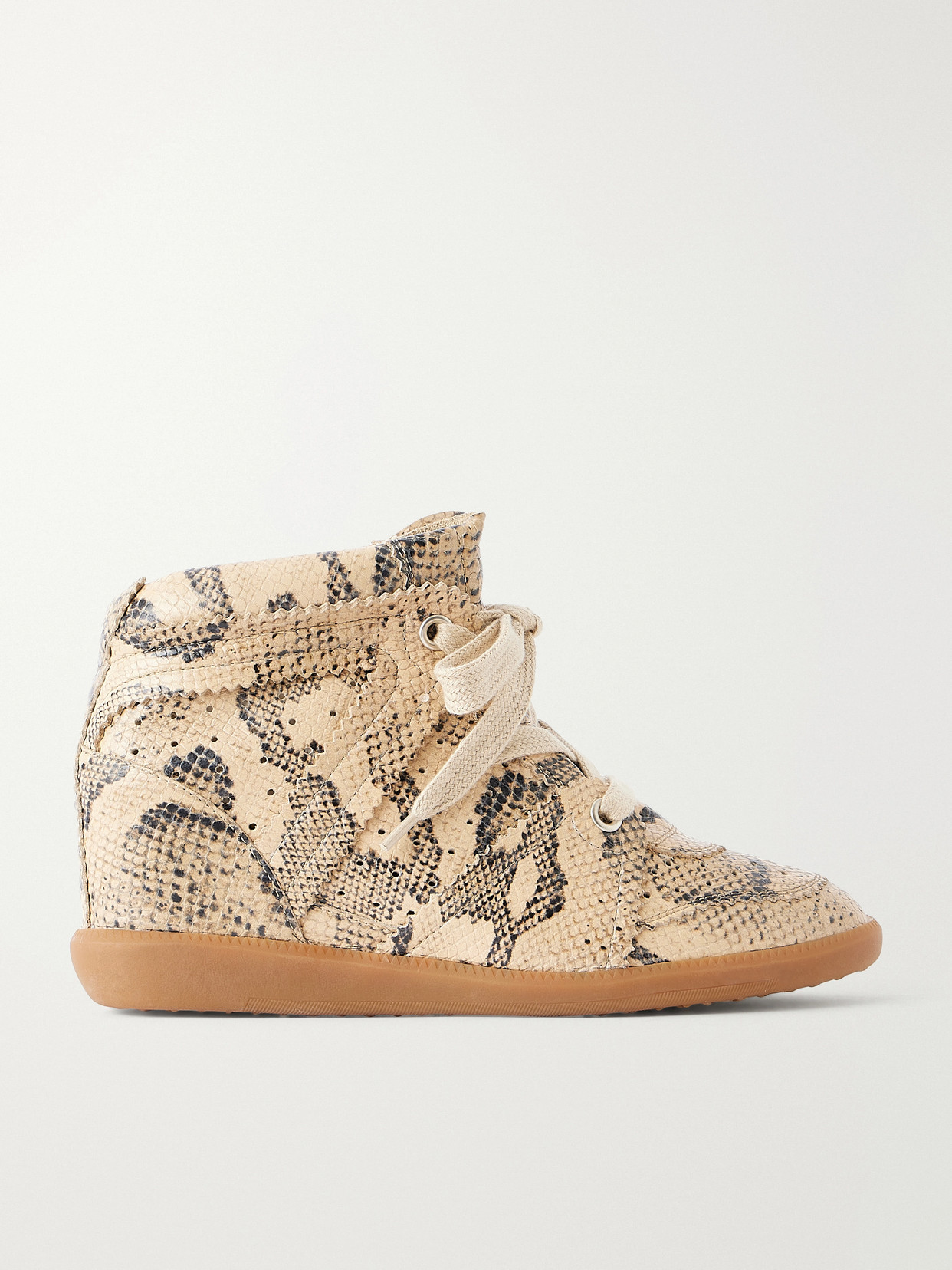 Bobby Snake-Effect Leather Wedge Sneakers