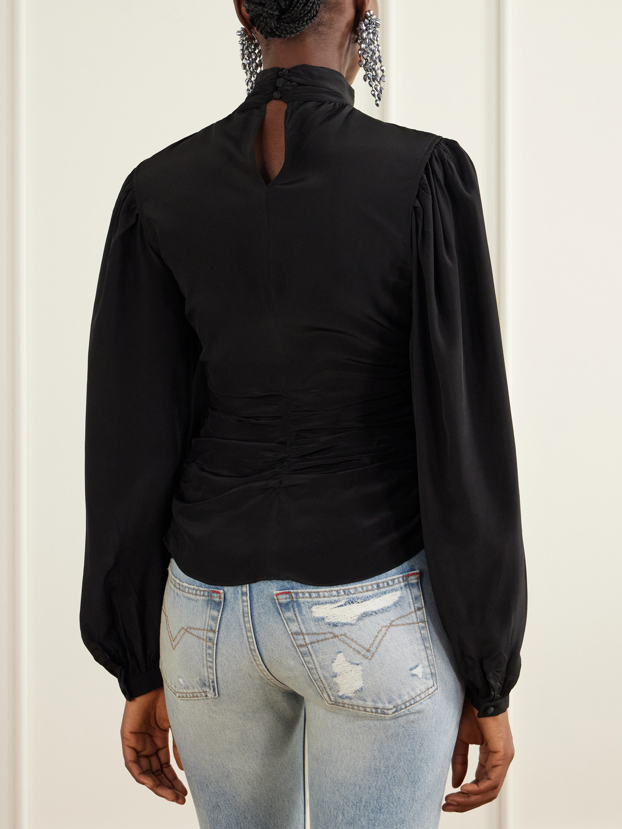 Depsona Ruched Silk-Crepe De Chine Blouse