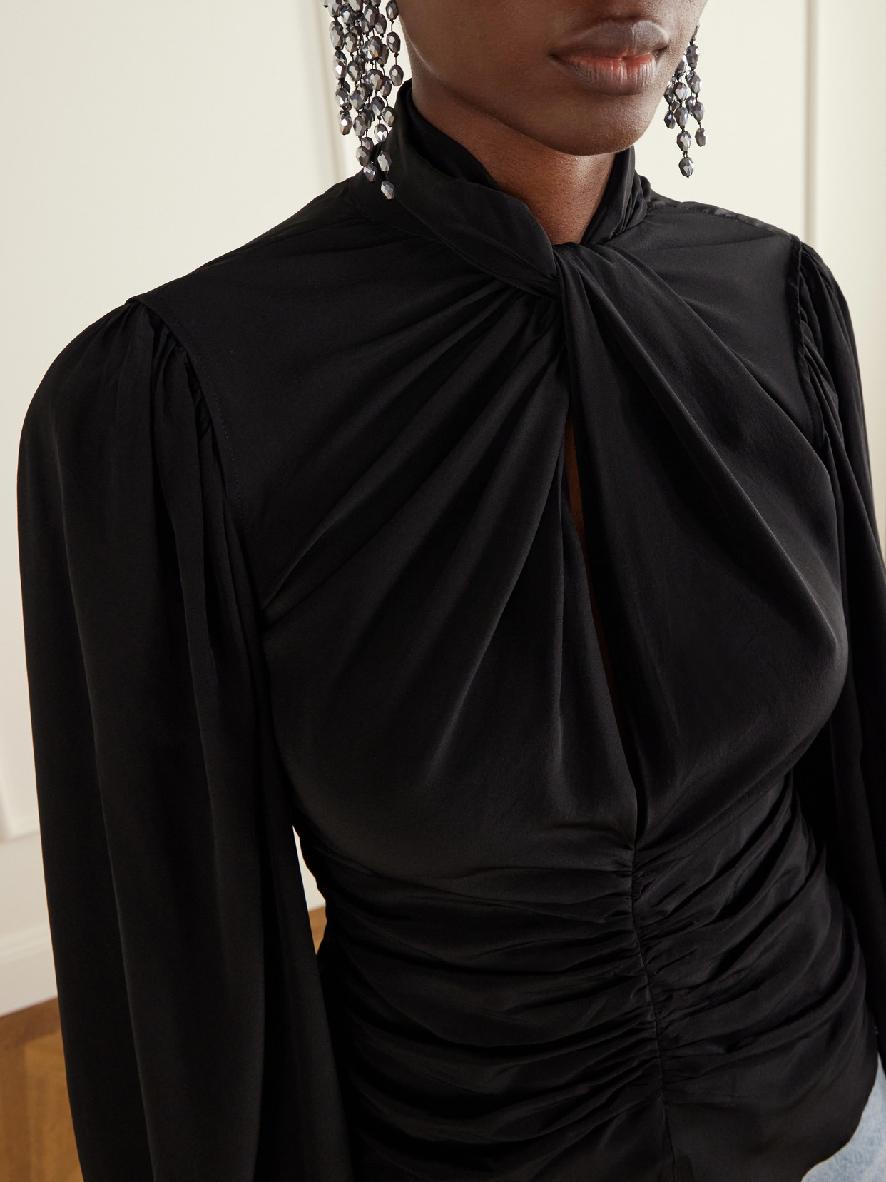 Depsona Ruched Silk-Crepe De Chine Blouse