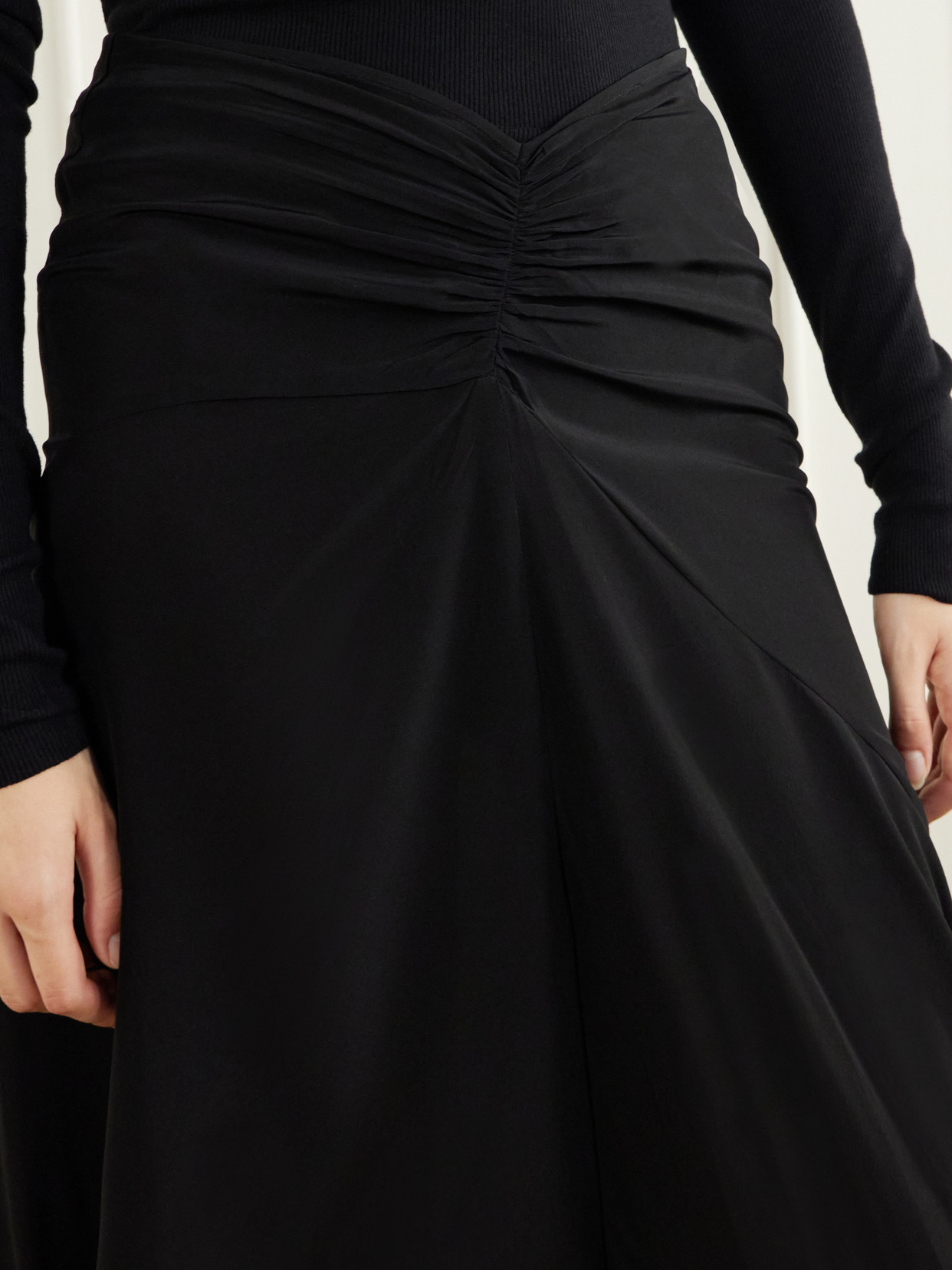 Laren Gathered Silk-Crepe Midi