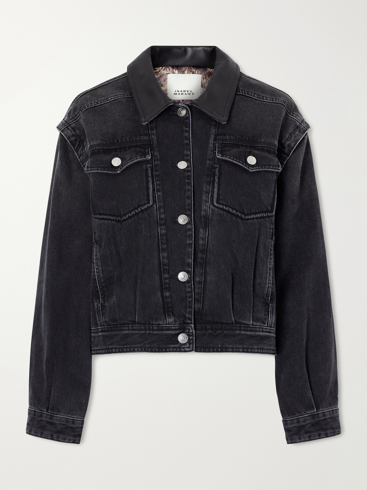 Devyn Leather-Trimmed Denim Jacket