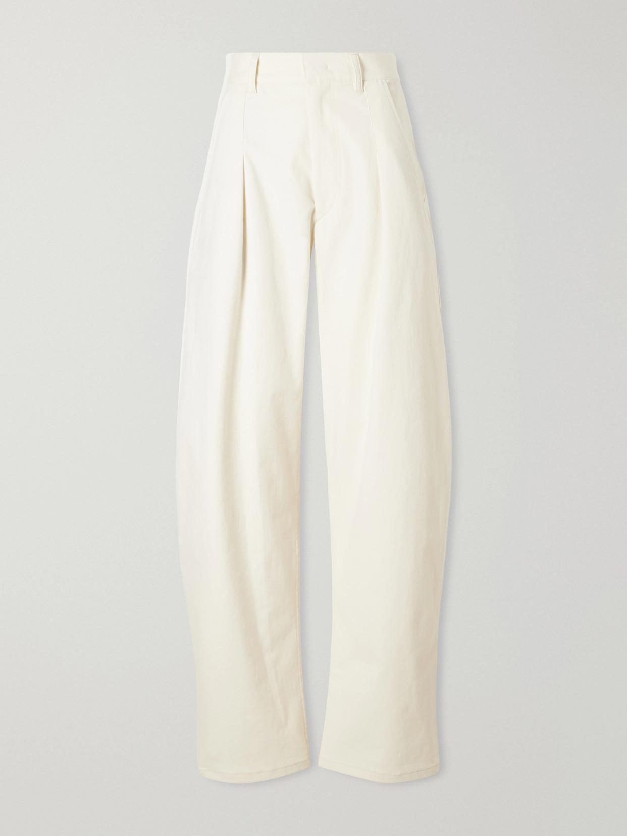 Isabel Marant Lenadia Pleated Stretch-cotton Wide-leg Pants In Neutrals