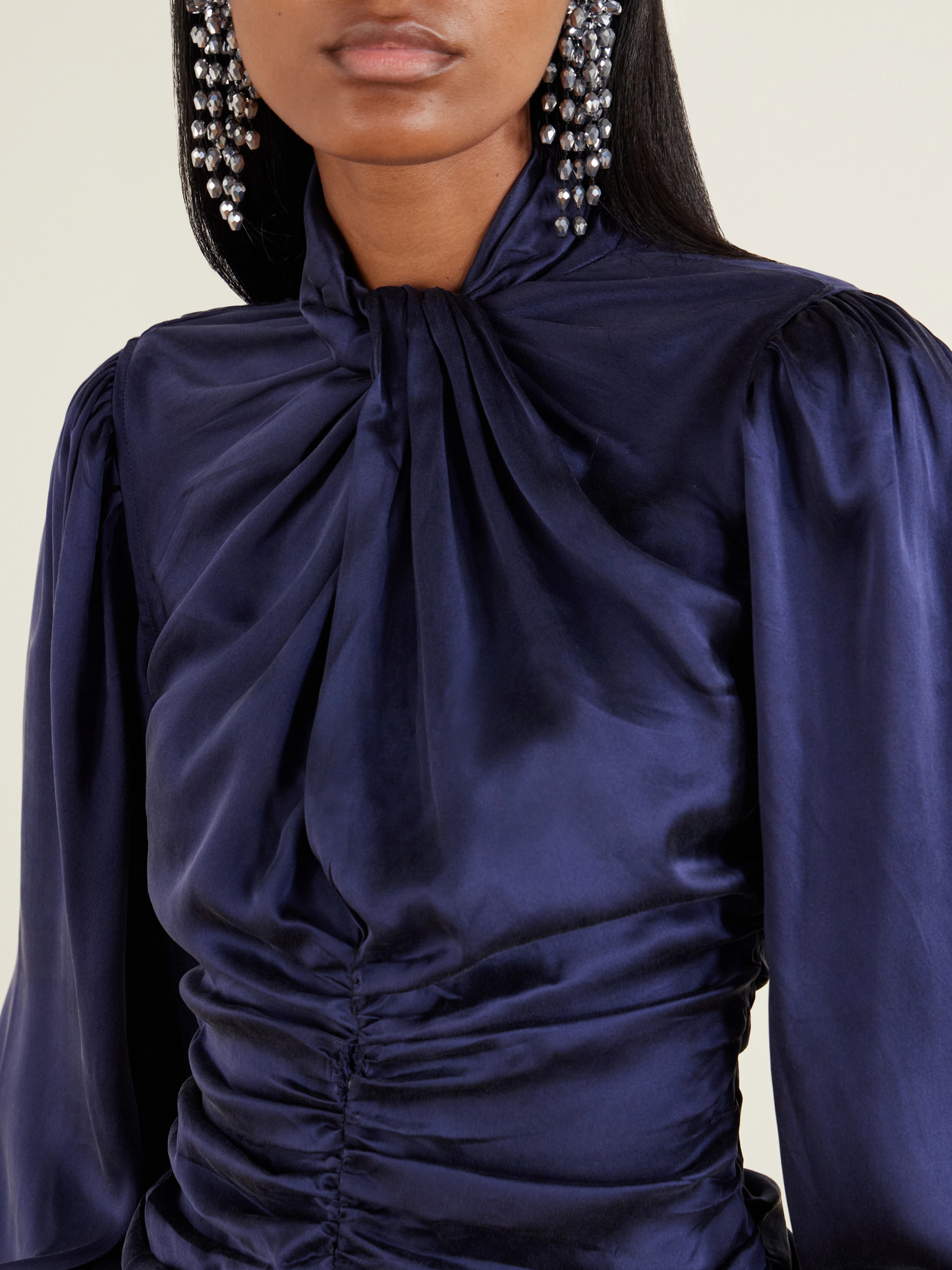 Depsona Ruched Silk-Satin Blouse