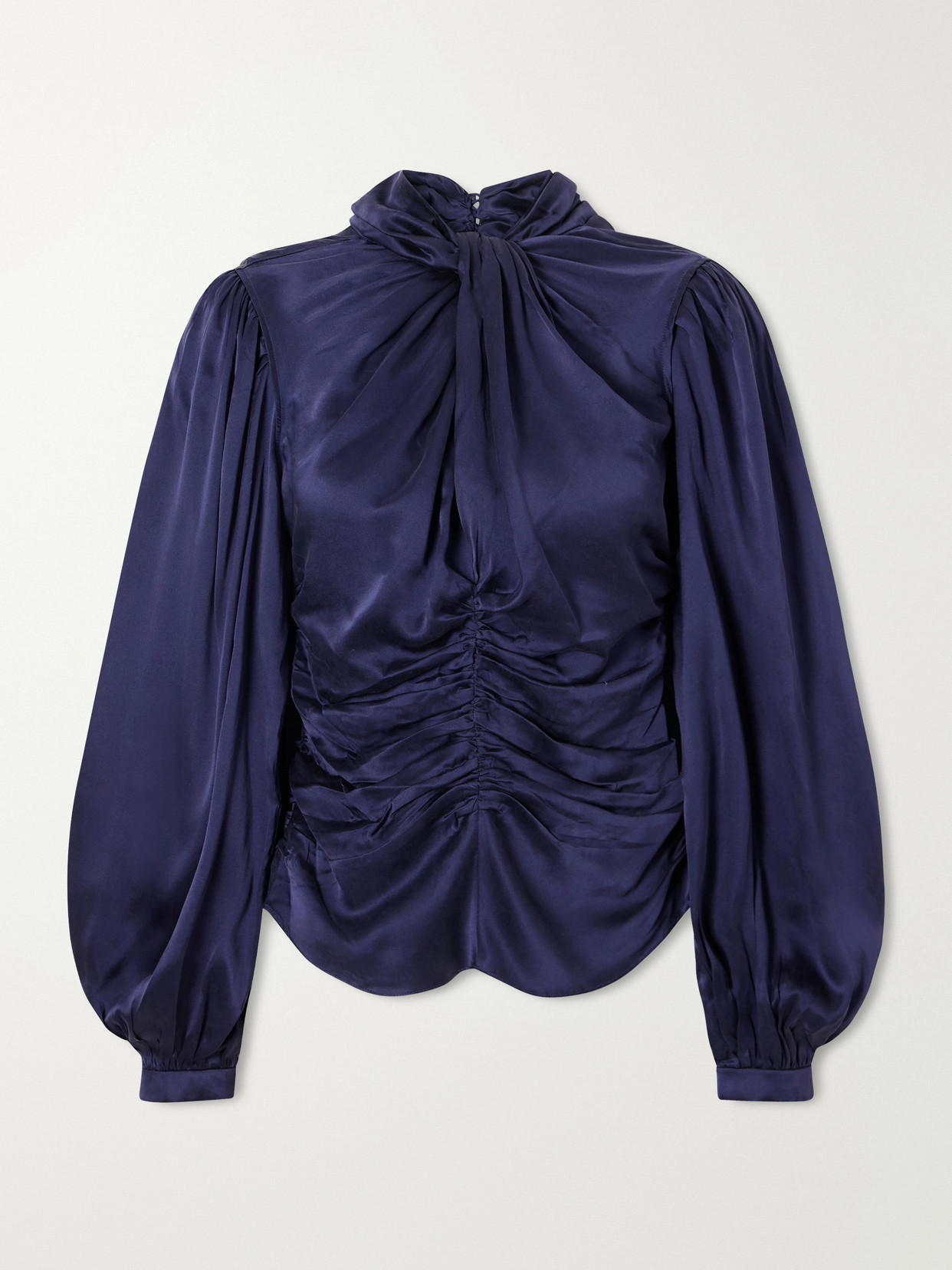 Depsona Ruched Silk-Satin Blouse