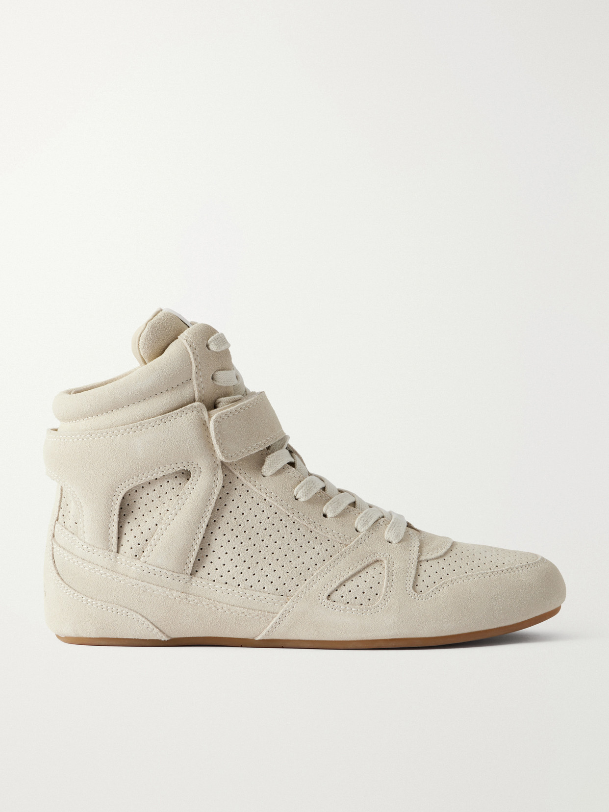 Isabel Marant Senny Perforated Suede High-top Sneakers In Neutrals