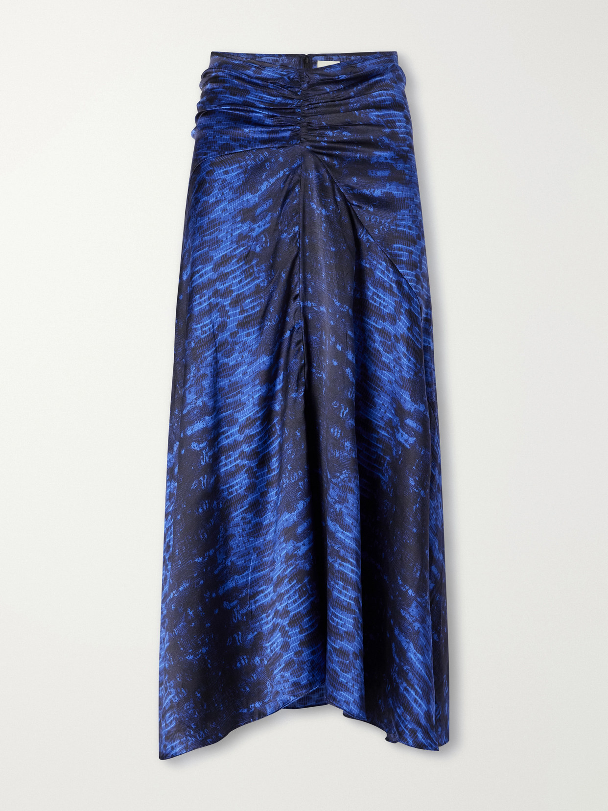 Laren Gathered Printed Silk-Satin Midi