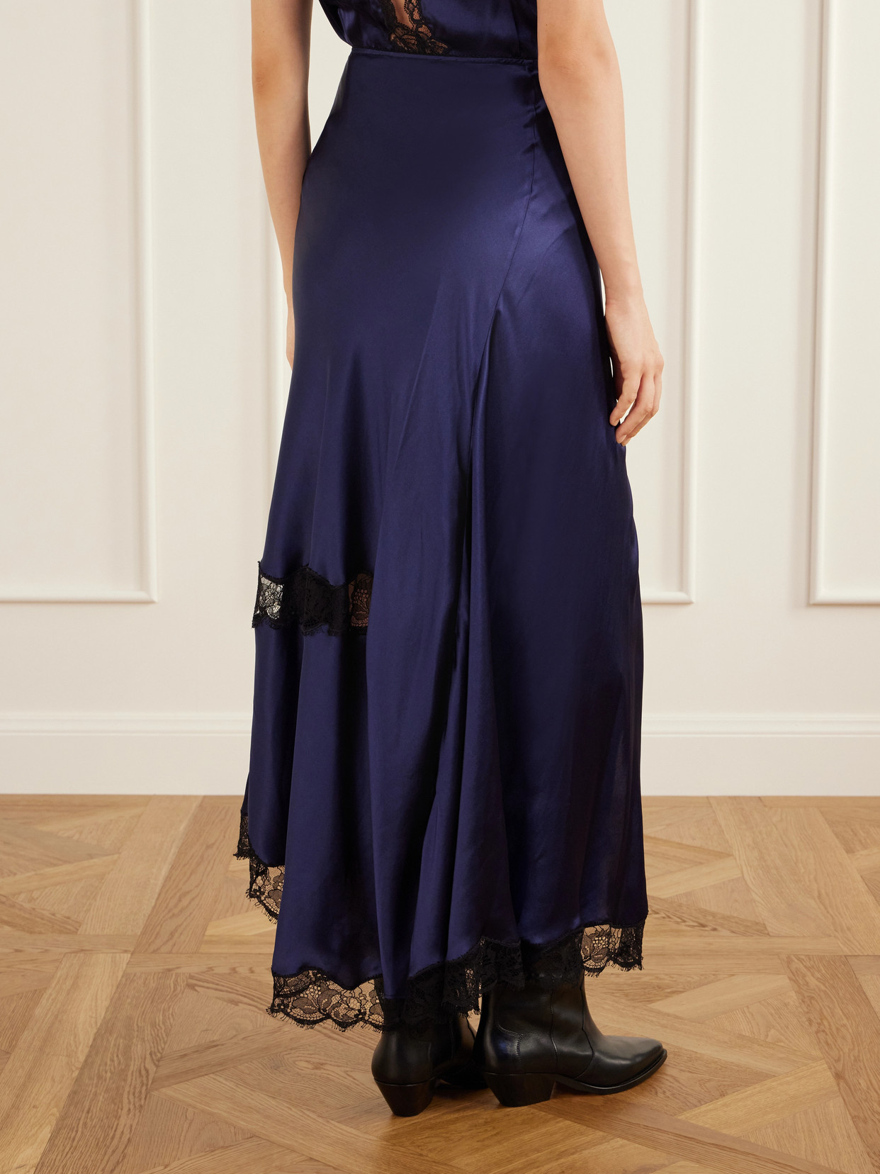 Alexandra Lace-Detailed Silk-Blend Midi