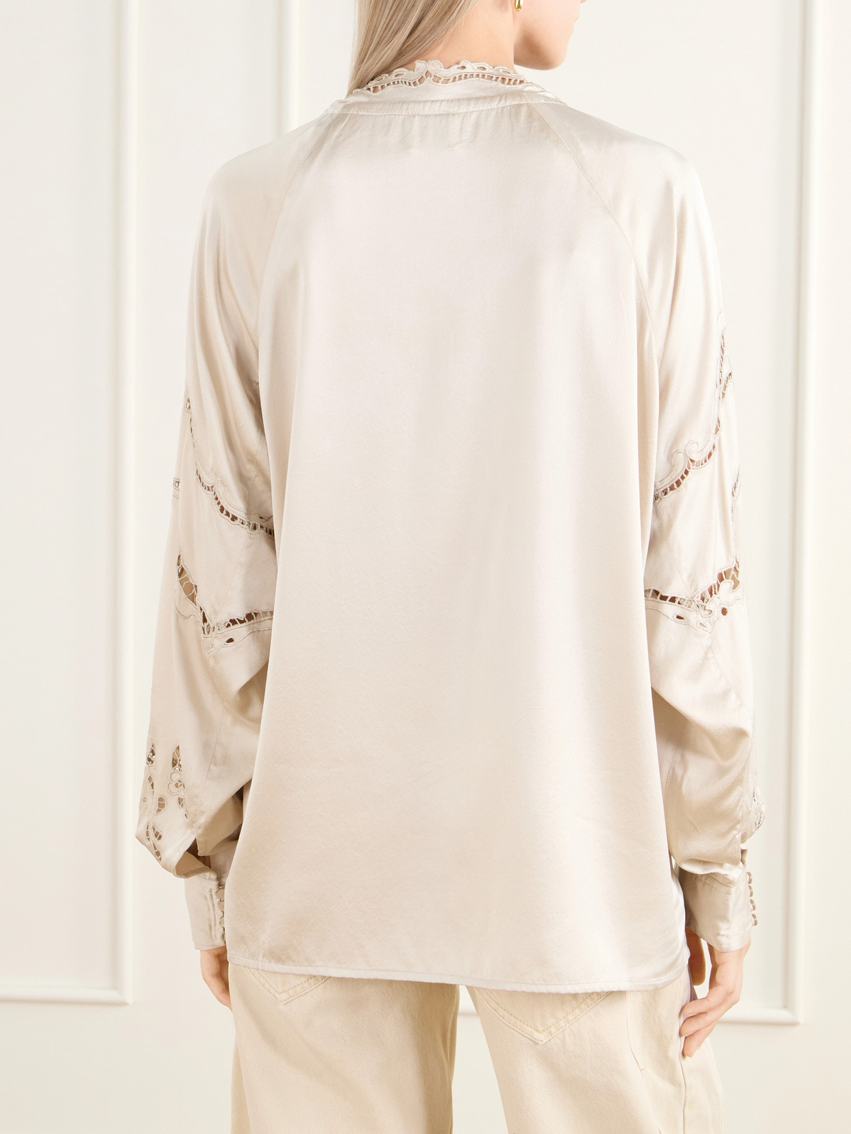 Enelia Broderie Anglaise Silk-Blend Blouse