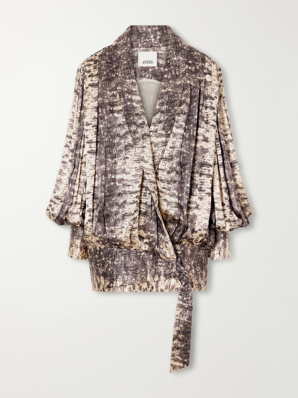 Isabel Marant Dilja Snake-print Draped Silk-satin Mini Dress In Gray